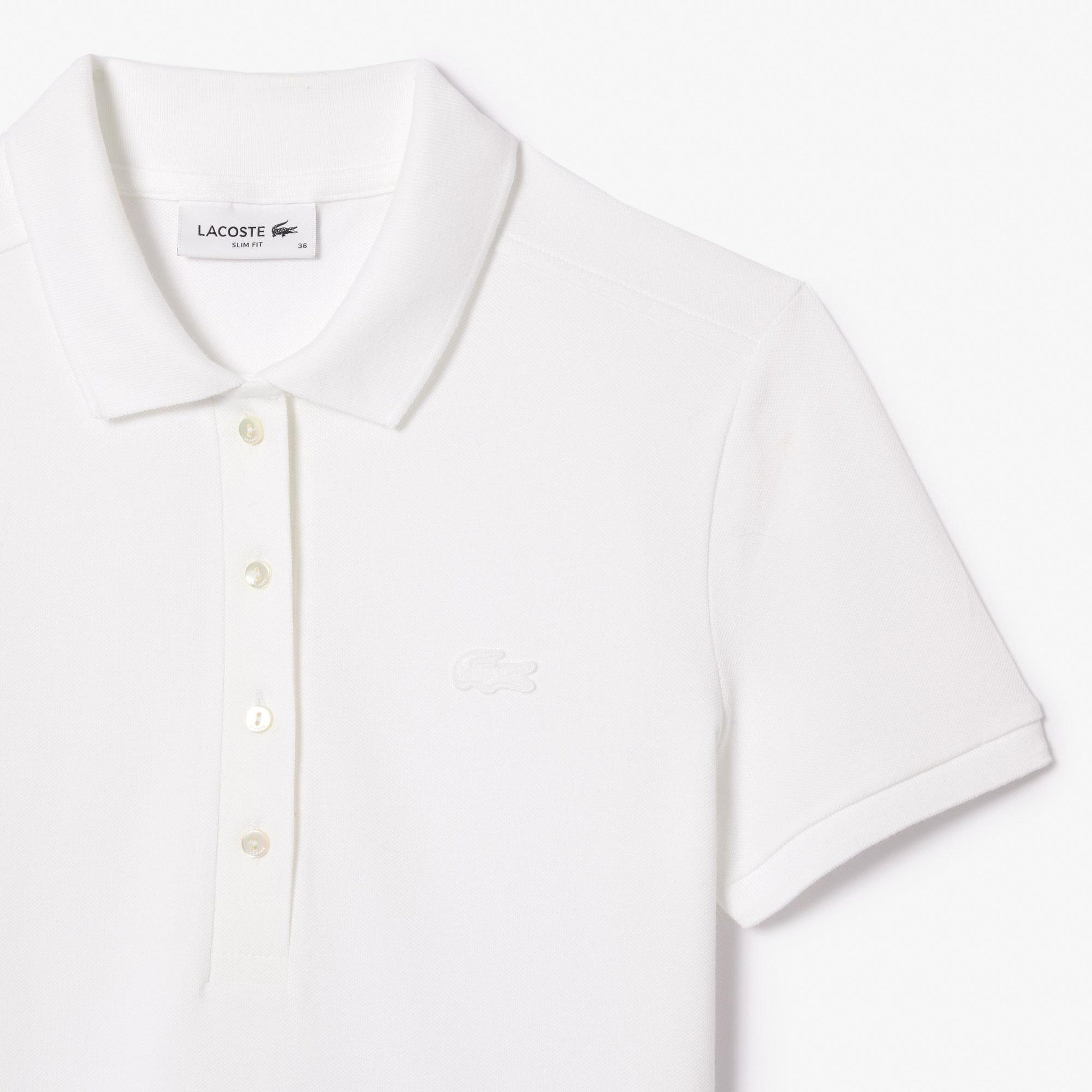 Lacoste L.12.D Kadın Slim Fit Beyaz Polo