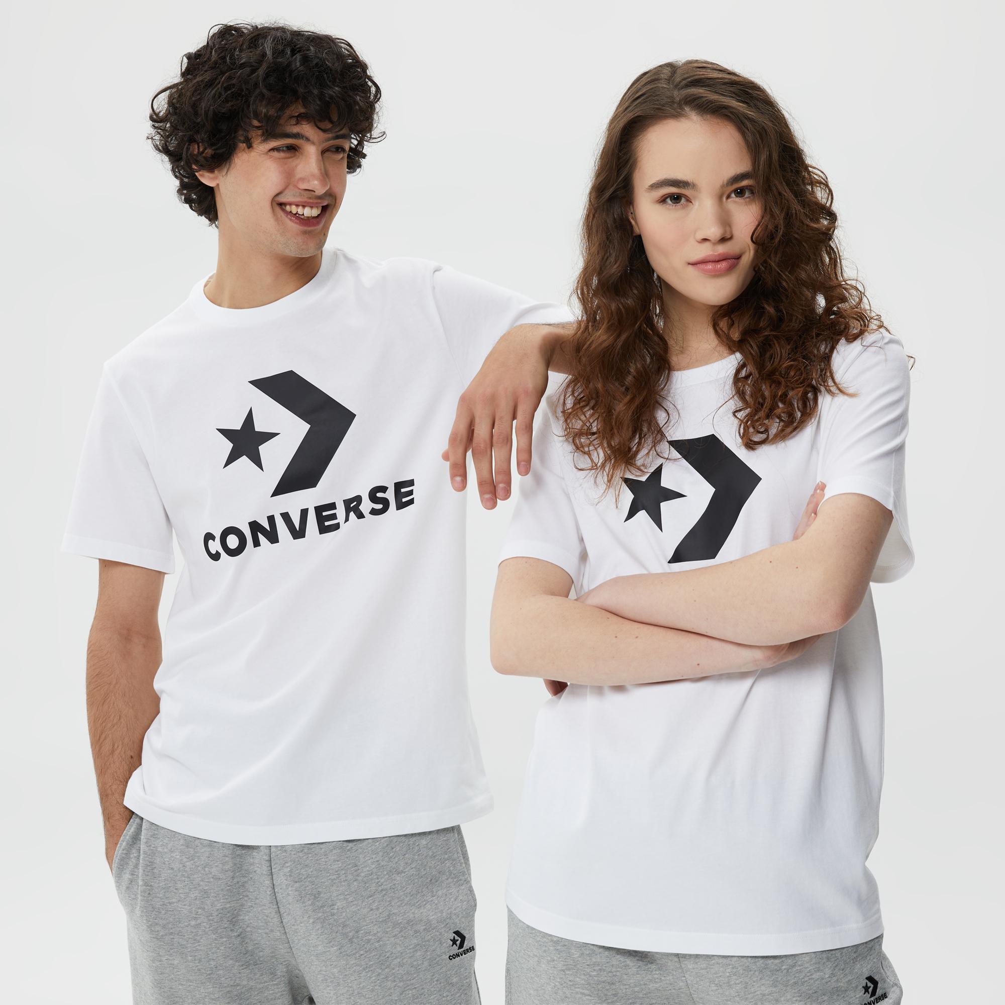 Converse Go-To Star Chevron Logo  Unisex Beyaz T-Shirt