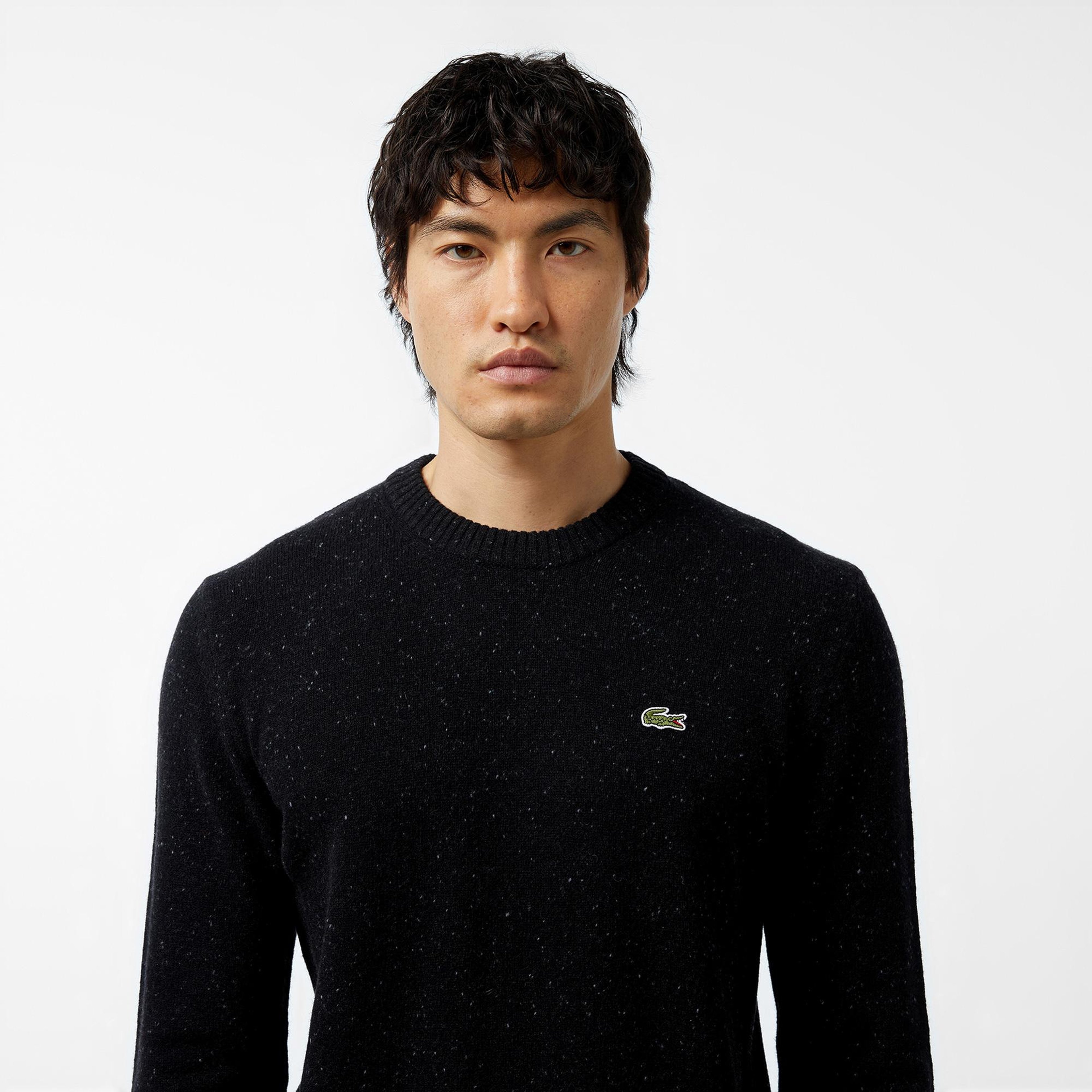 Lacoste Erkek Regular Fit Bisiklet Yaka Yün Siyah Triko