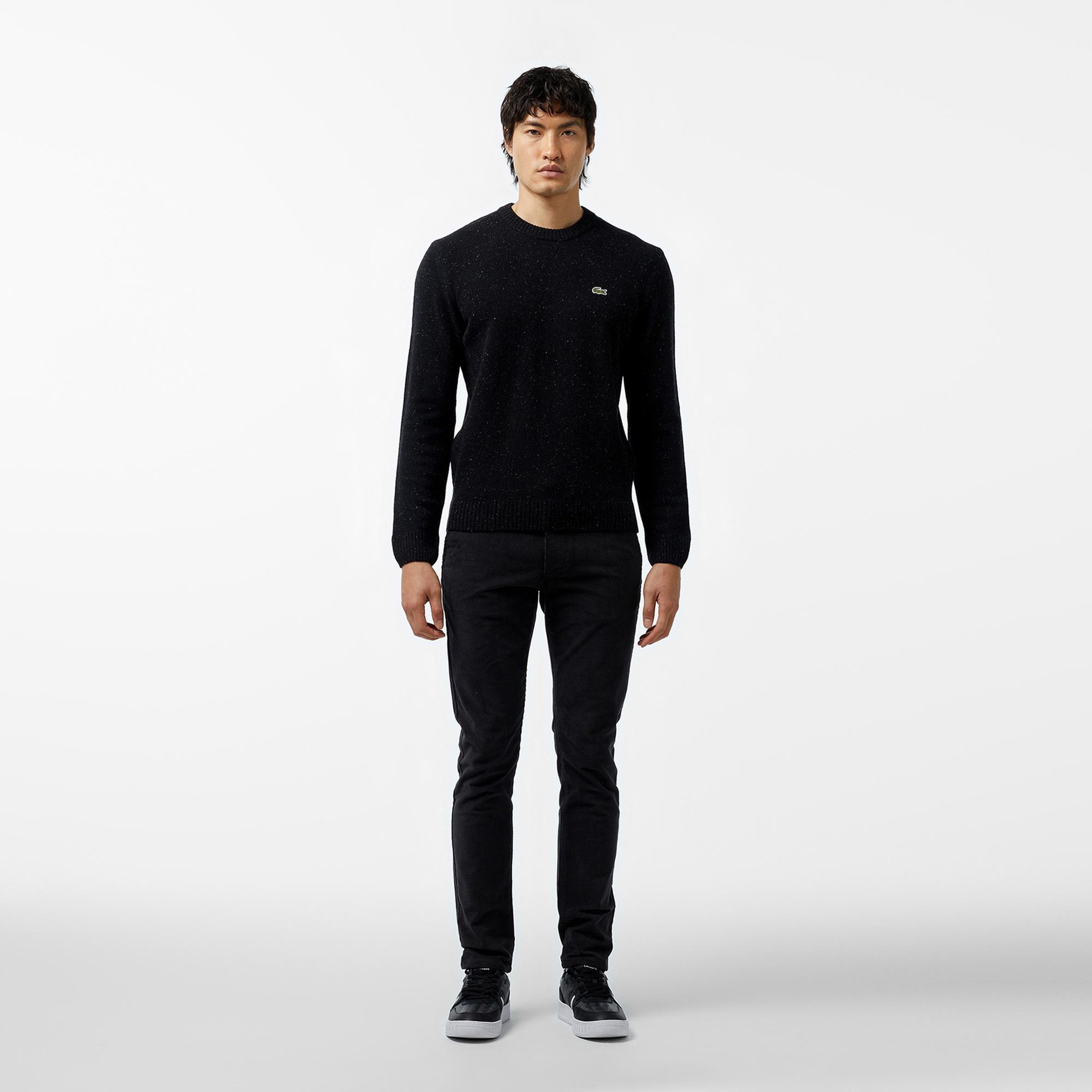 Lacoste Erkek Regular Fit Bisiklet Yaka Yün Siyah Triko
