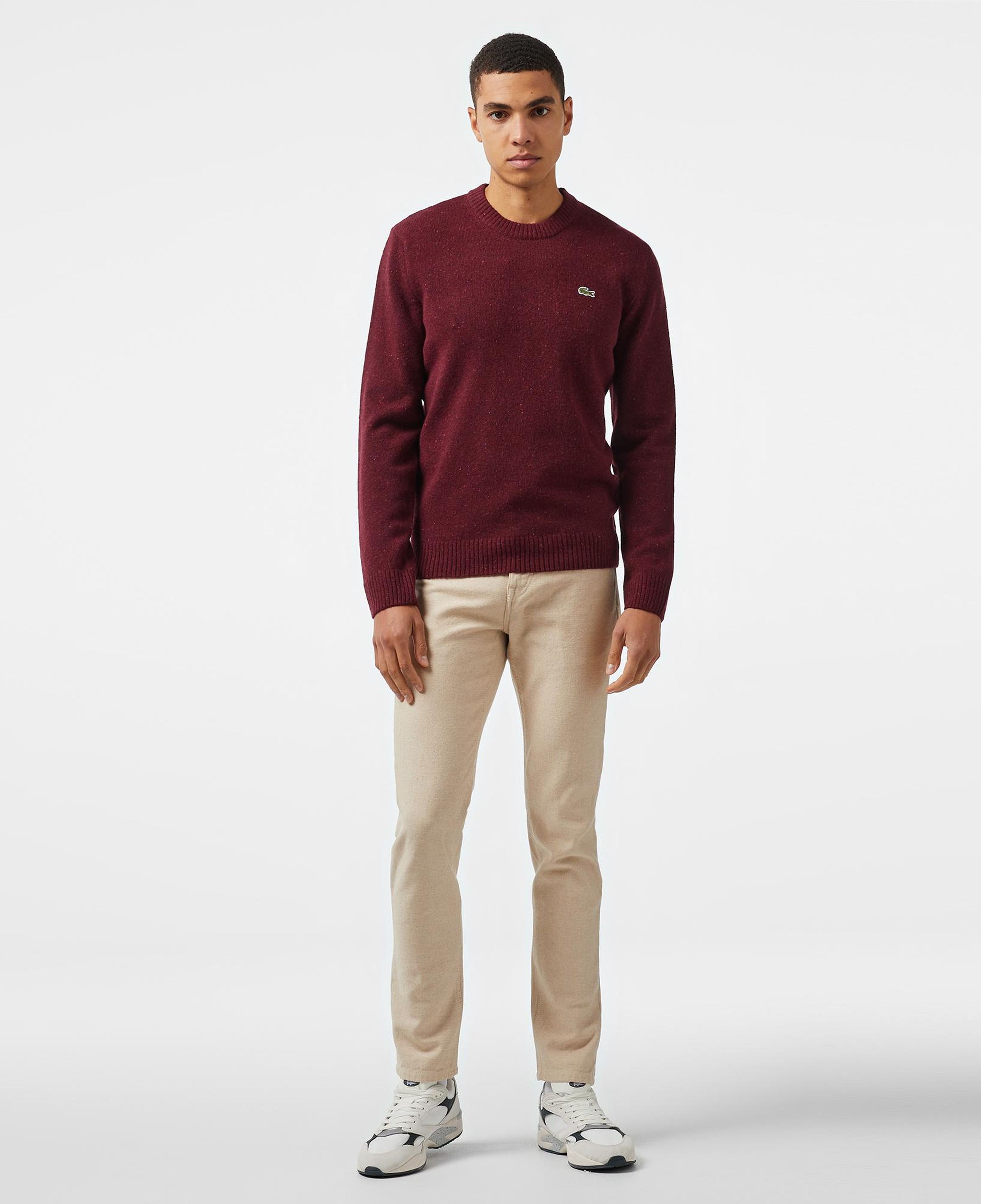 Lacoste Erkek Regular Fit Bisiklet Yaka Yün Bordo Triko