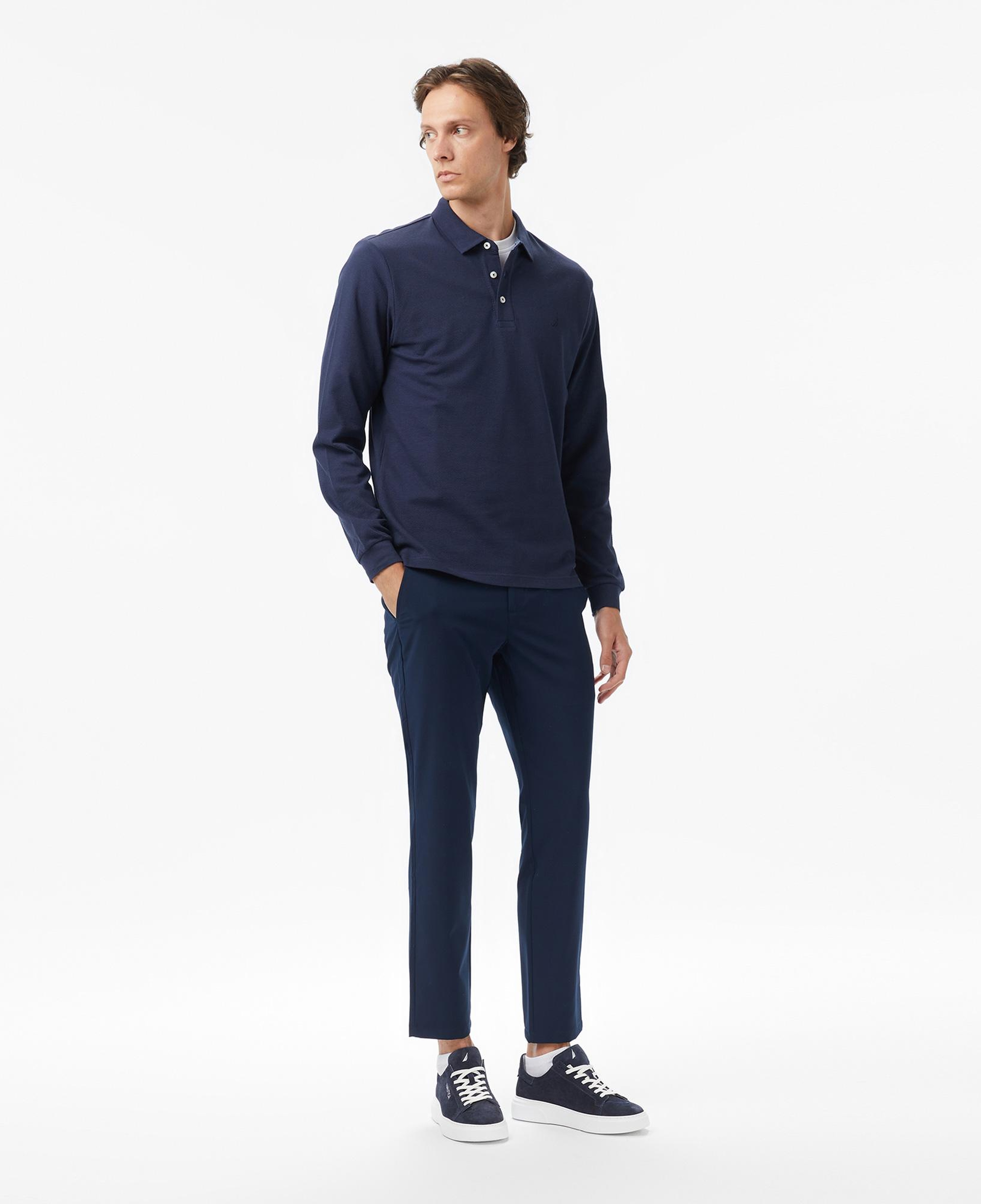 Nautica Classic Fit Erkek Lacivert Uzun Kollu Polo Yaka T-shirt
