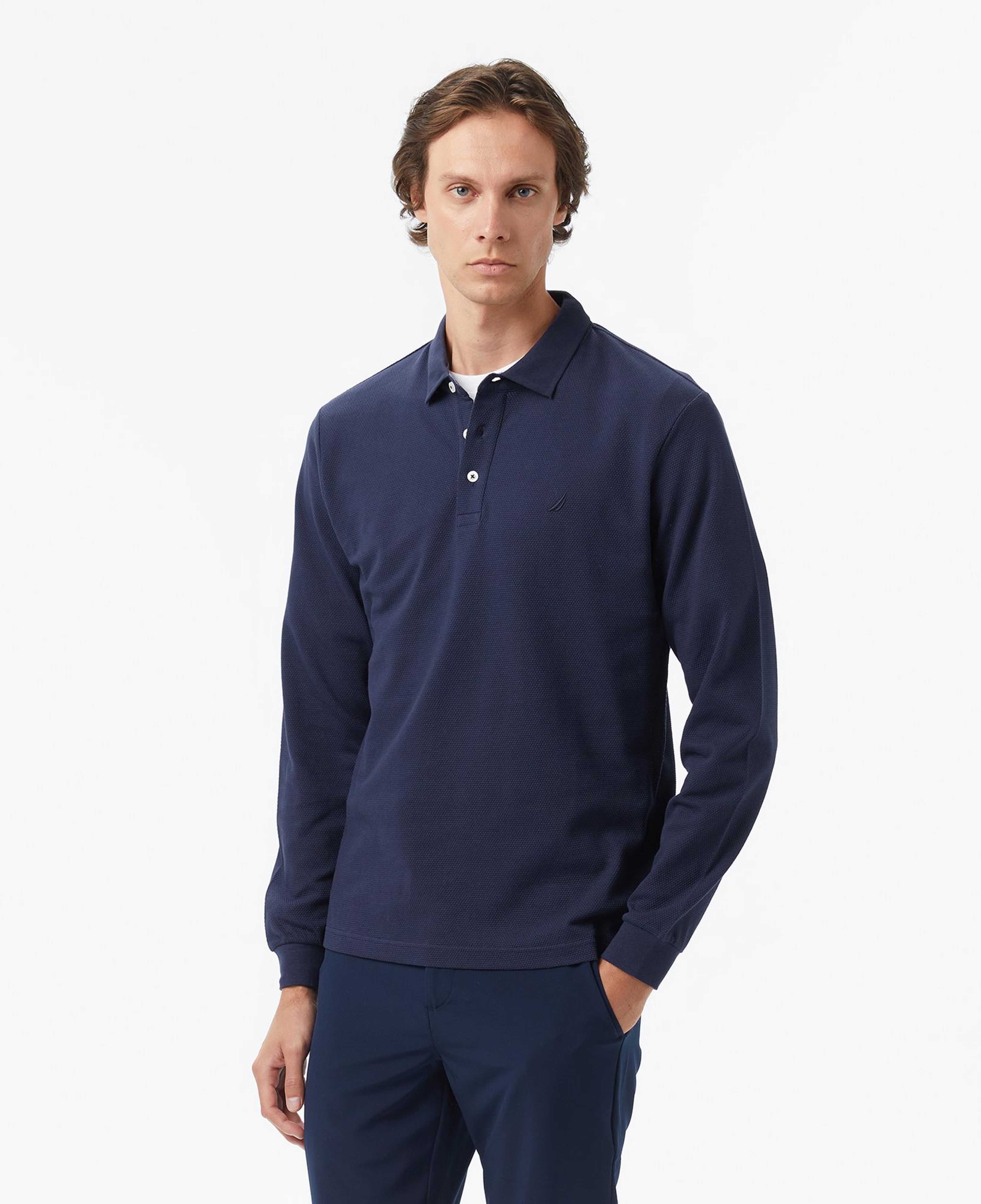 Nautica Classic Fit Erkek Lacivert Uzun Kollu Polo Yaka T-shirt