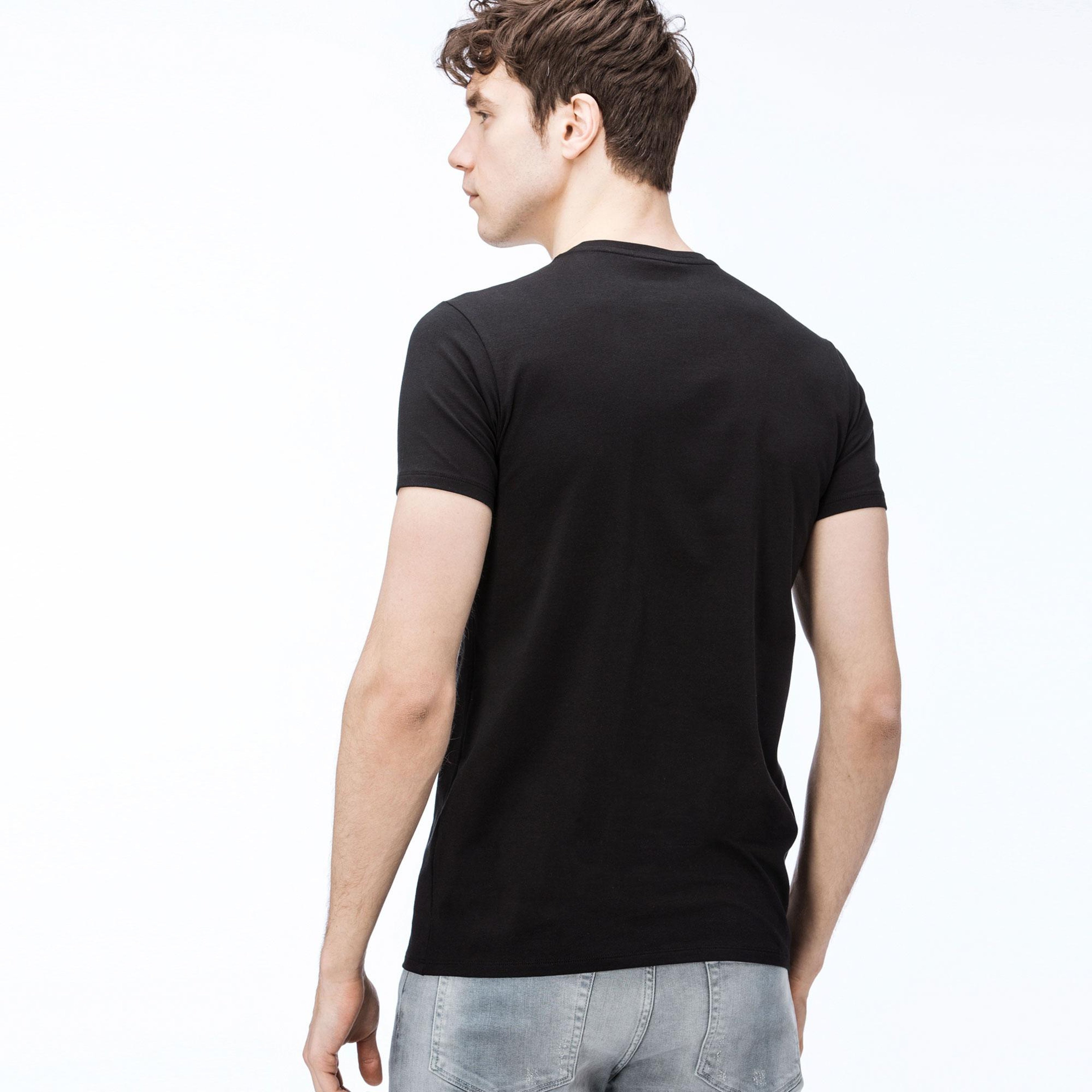 Lacoste Erkek Slim Fit V Yaka Siyah T-Shirt