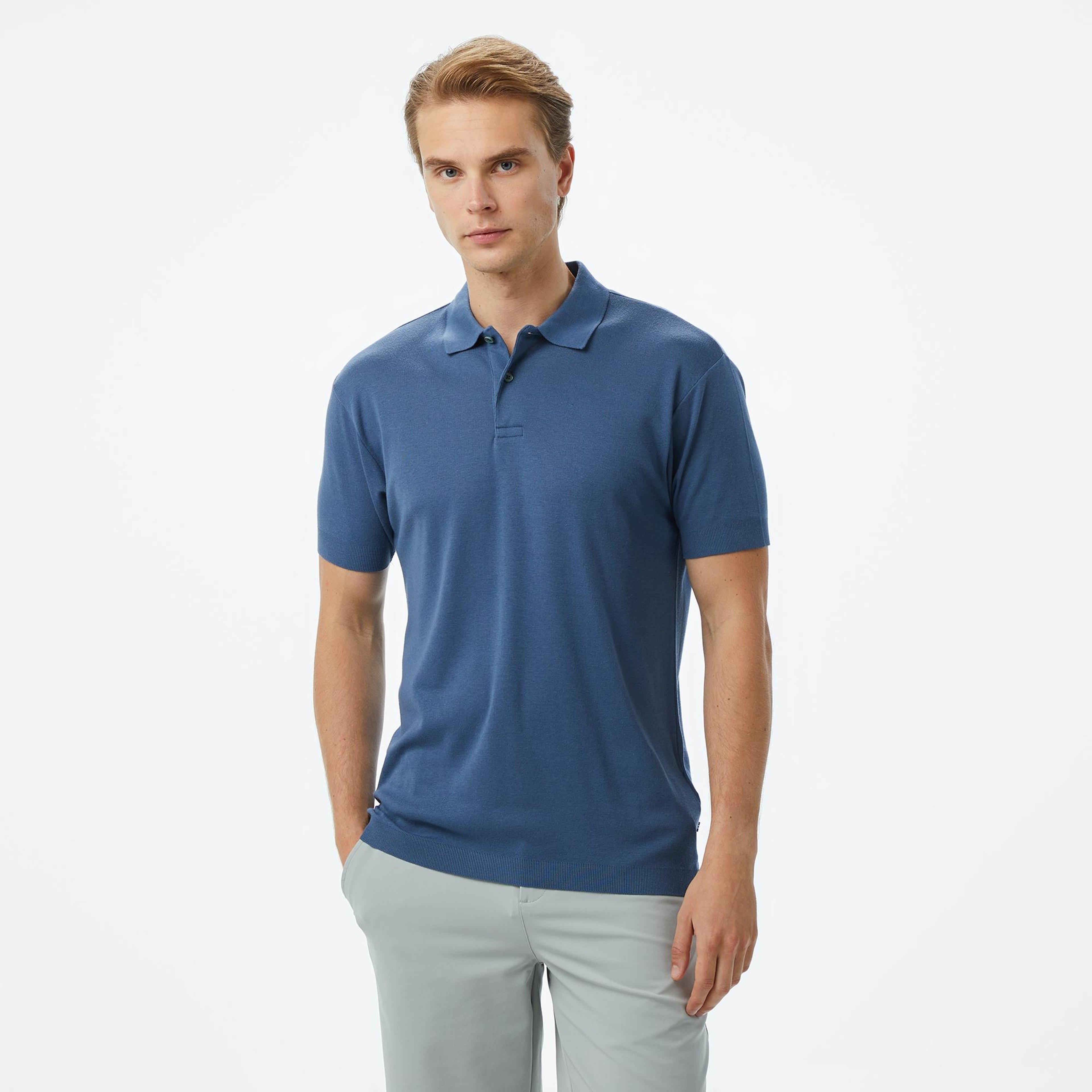 Nautica Erkek Mavi Classic Fit Modal Karışımlı Polo