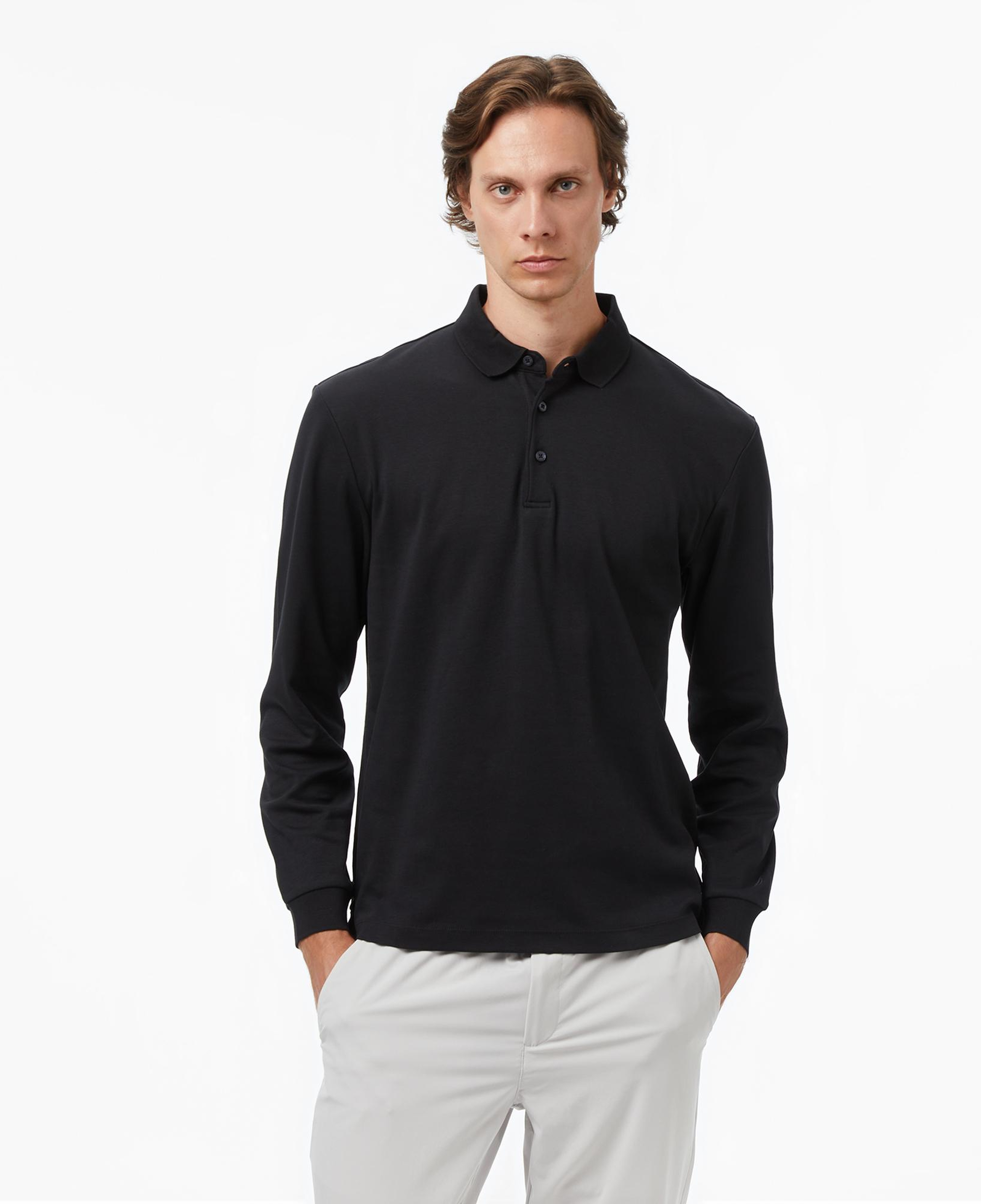 Nautica Erkek Siyah Classic Fit Uzun Kollu Polo