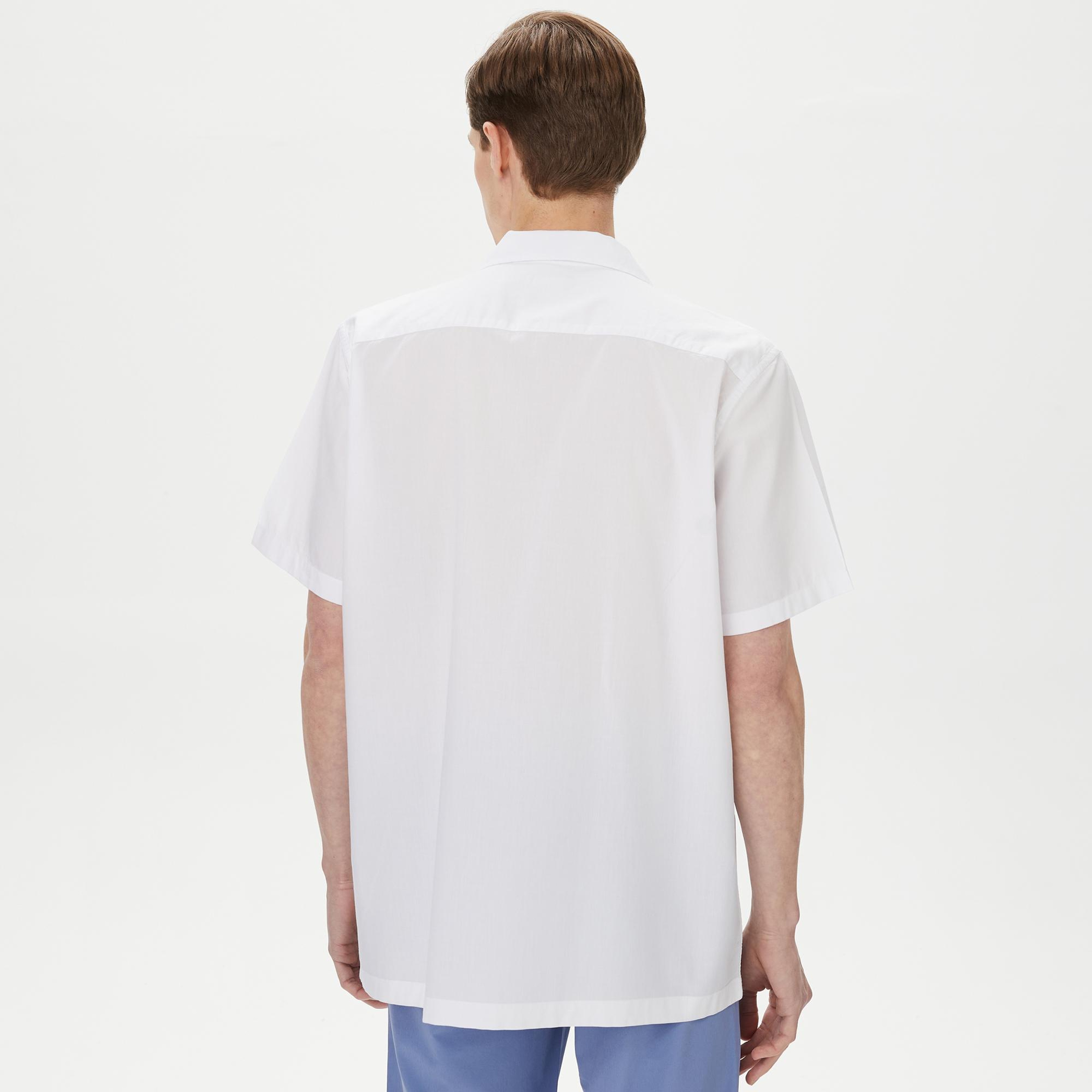 Nautica Erkek Beyaz Classic Fit Kısa Kollu Modal Karışımlı Gömlek