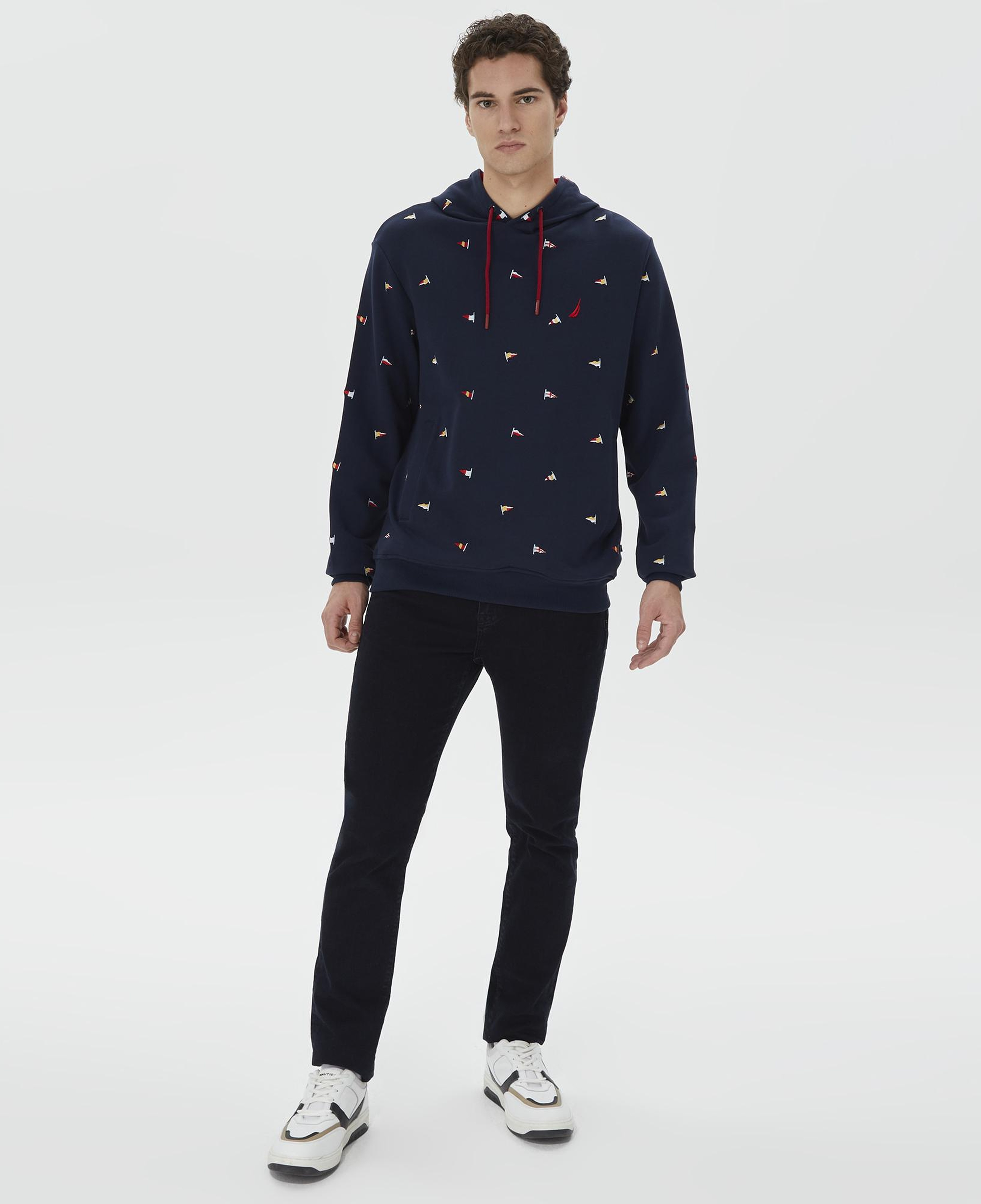 Nautica Erkek Lacivert Standart Fit İşlemeli KapüşonluSweatshirt