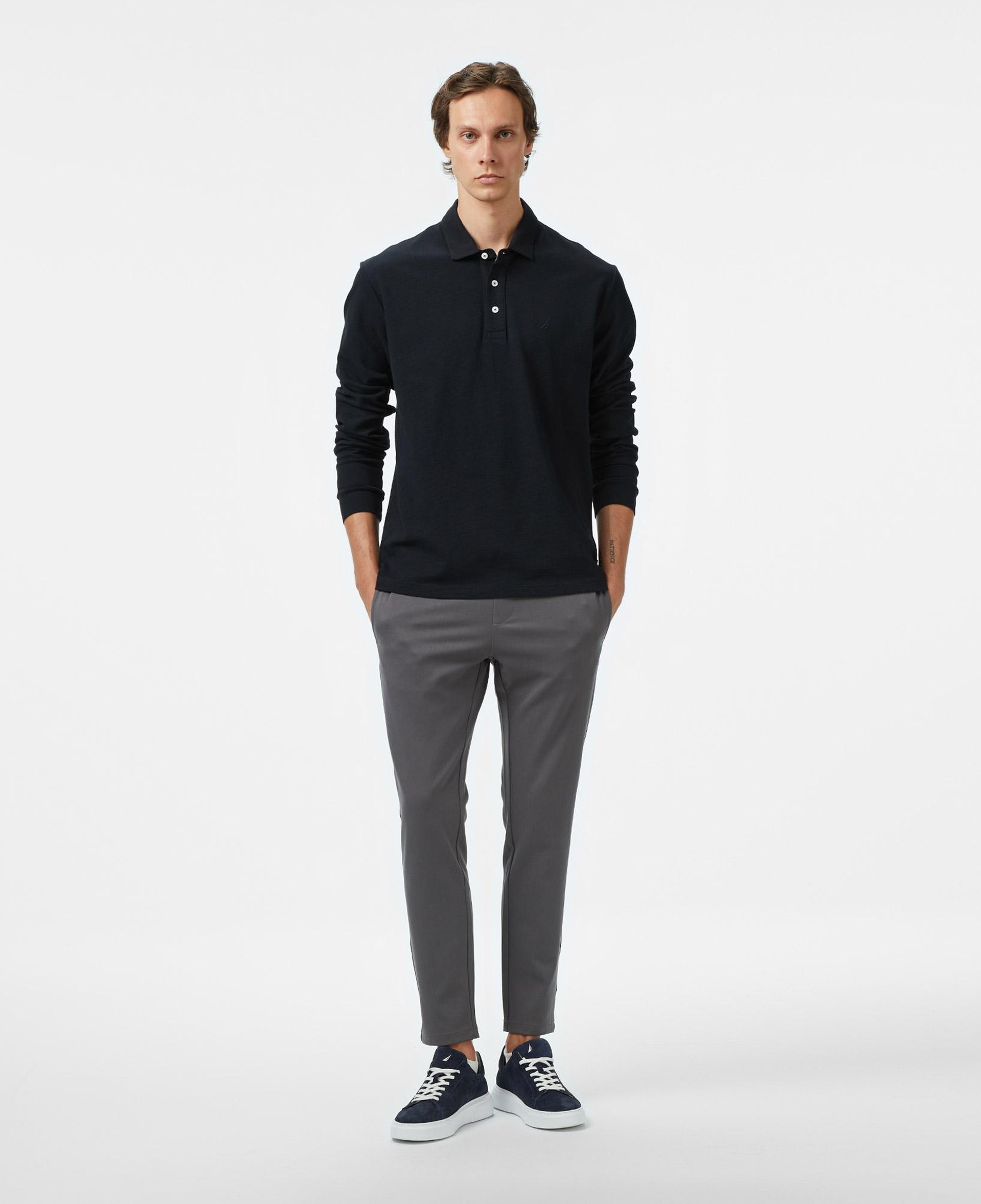 Nautica Erkek Siyah Classic Fit Uzun Kollu Polo