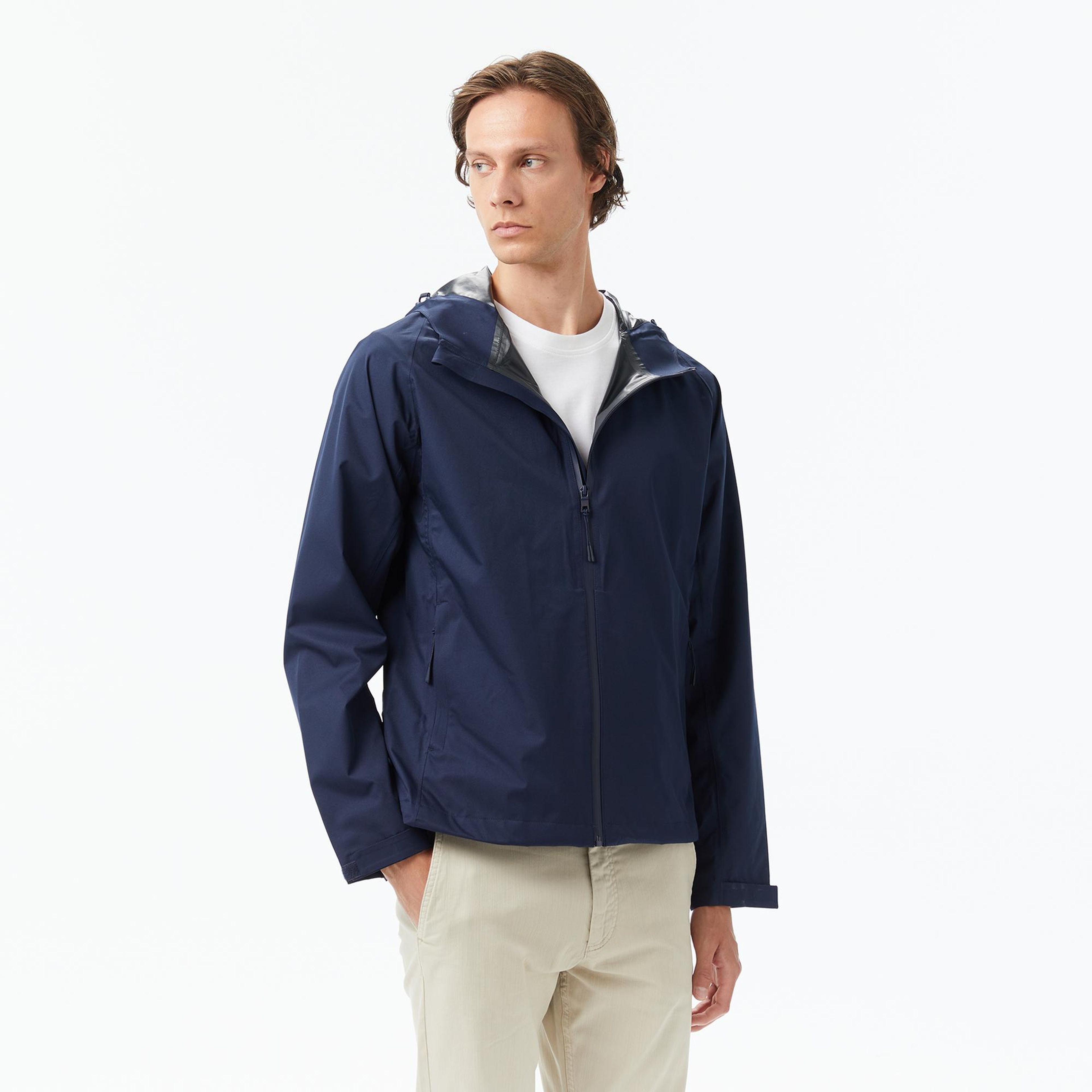 Nautica Erkek Lacivert Regular Fit Kapüşonlu Su Geçirmez Yağmurluk