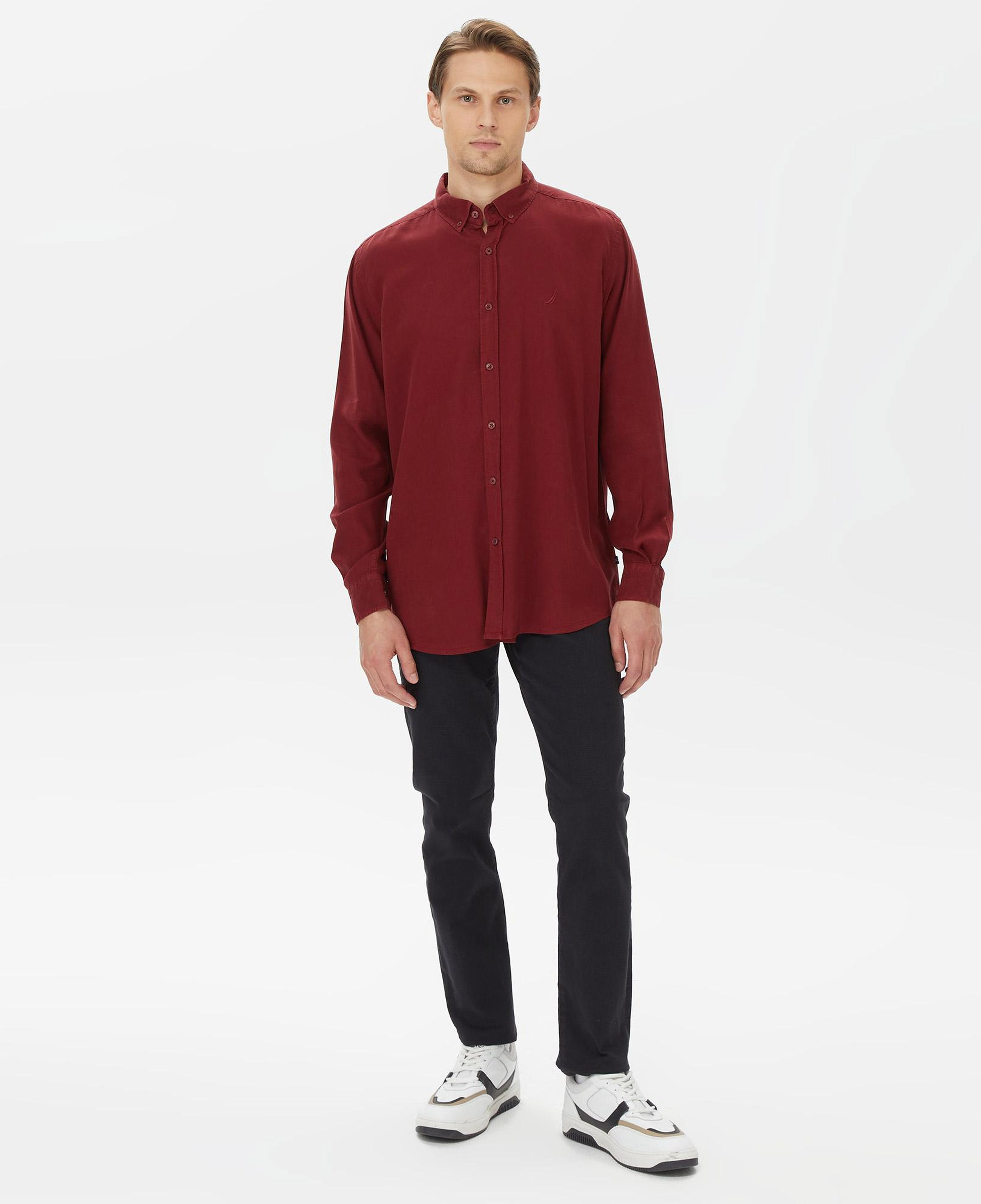 Nautica Erkek Bordo Classic Fit Gömlek