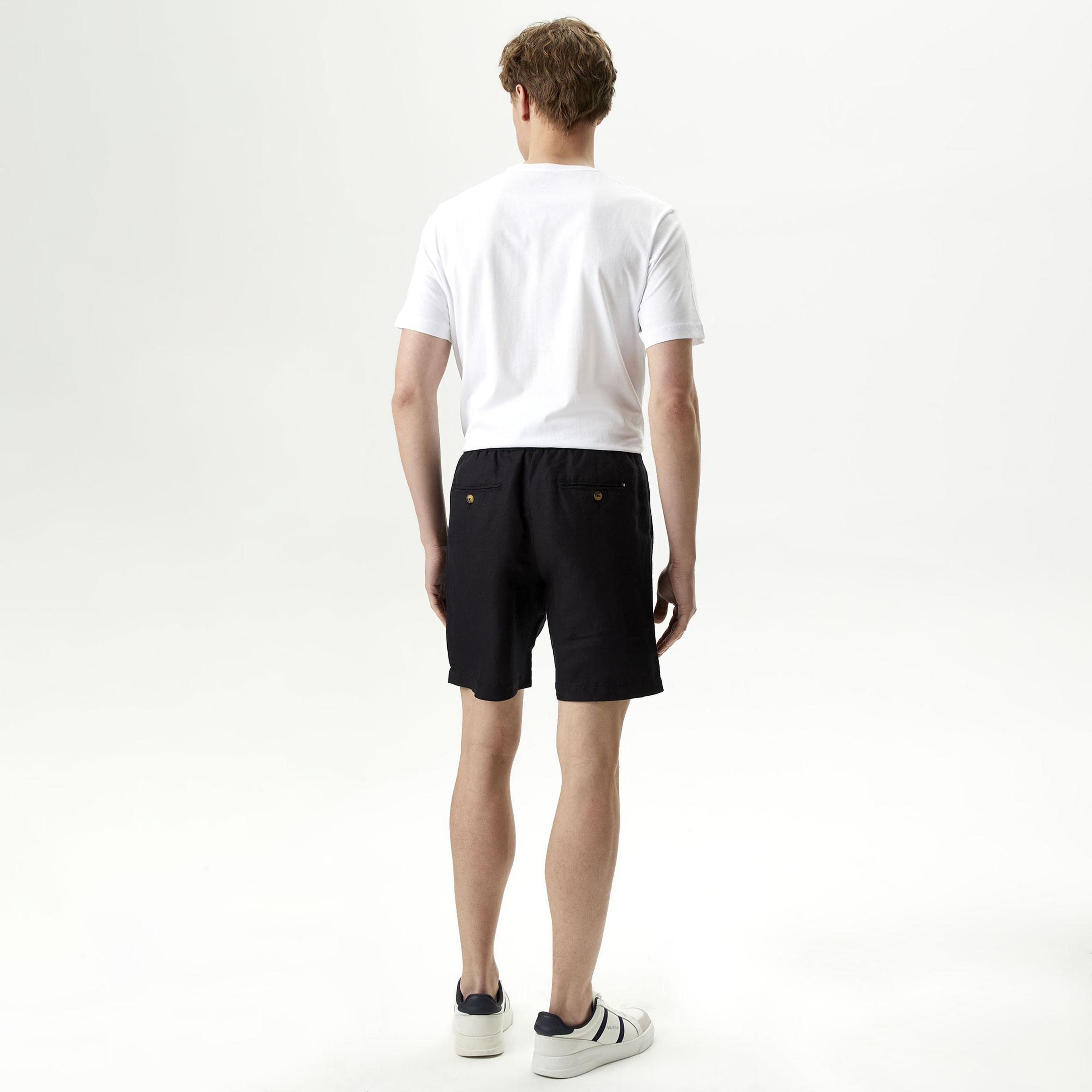 Nautica Erkek Keten Karışımlı Siyah Jogger Şort