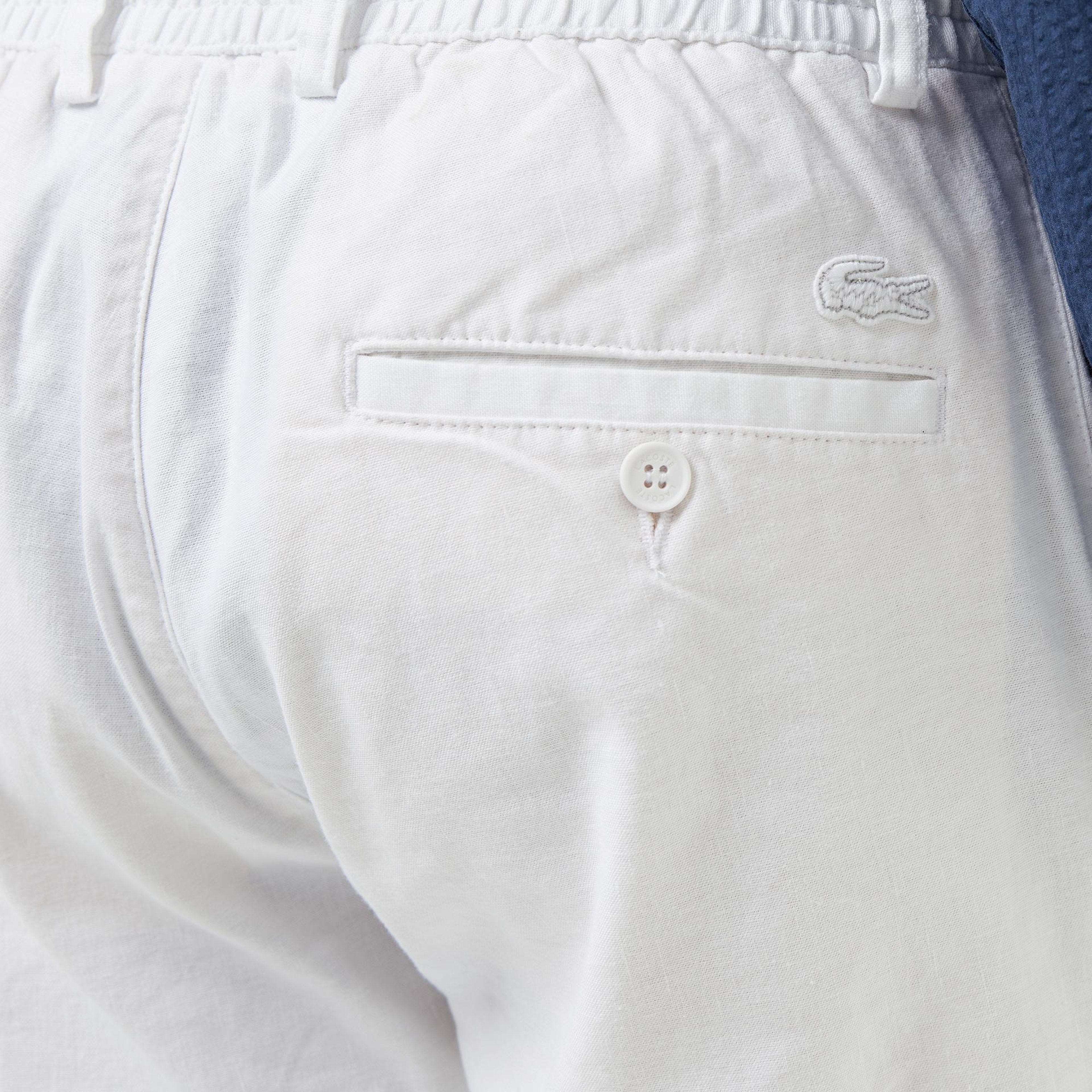 Erkek Beyaz Keten Karışımlı Pantolon