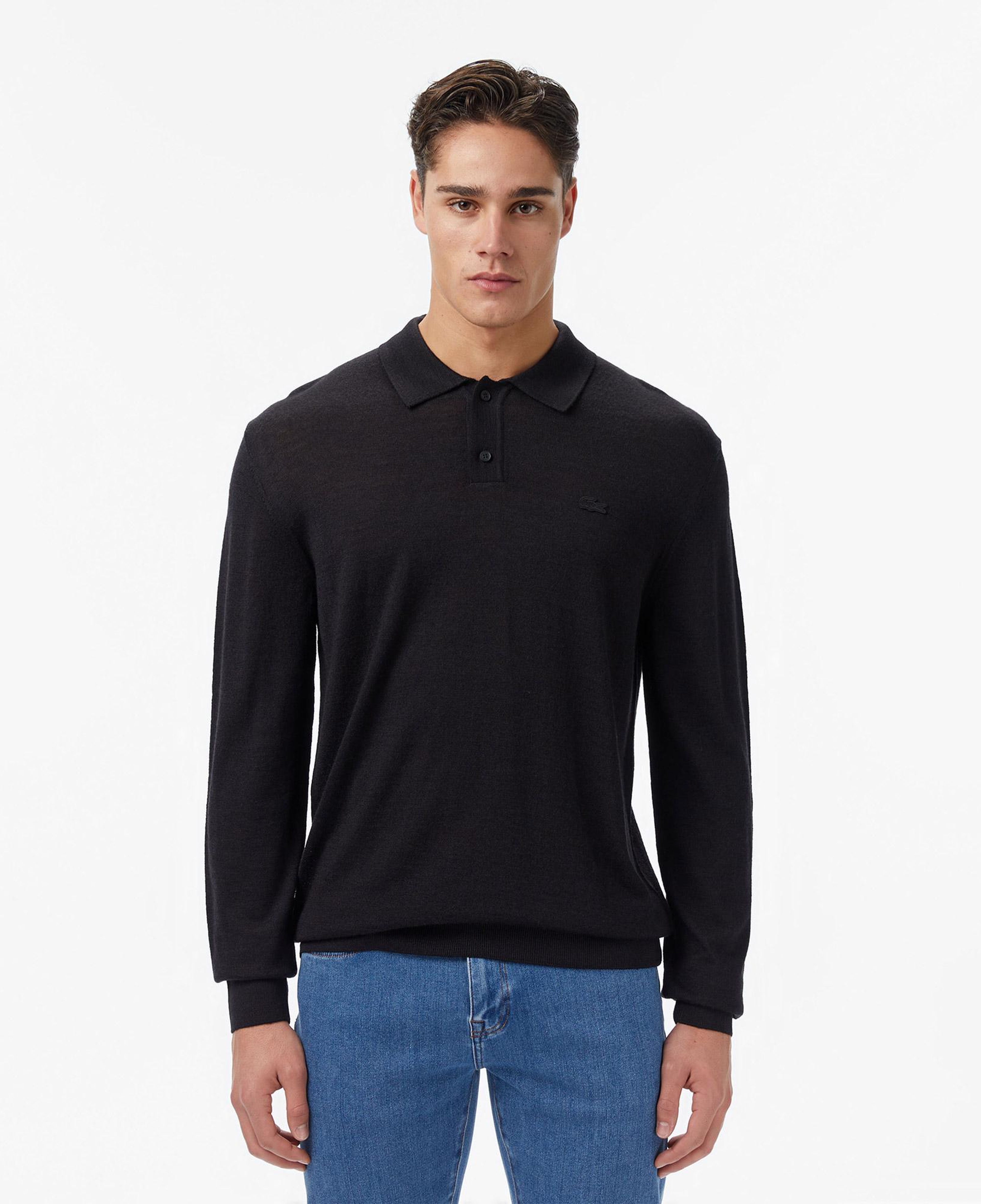 Erkek Classic Fit Polo Yaka Siyah Kazak