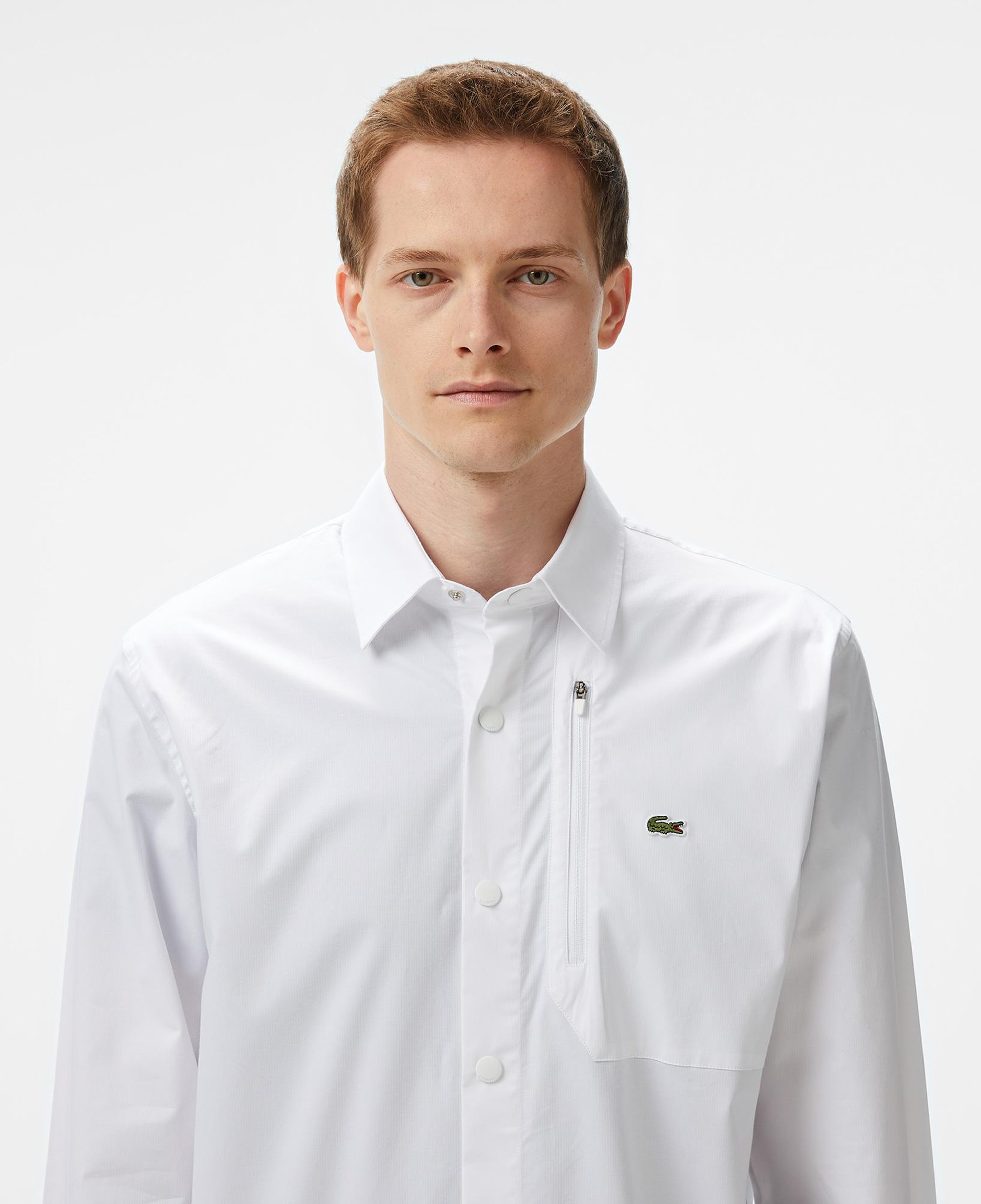 Erkek Regular Fit Baskılı Beyaz Gömlek