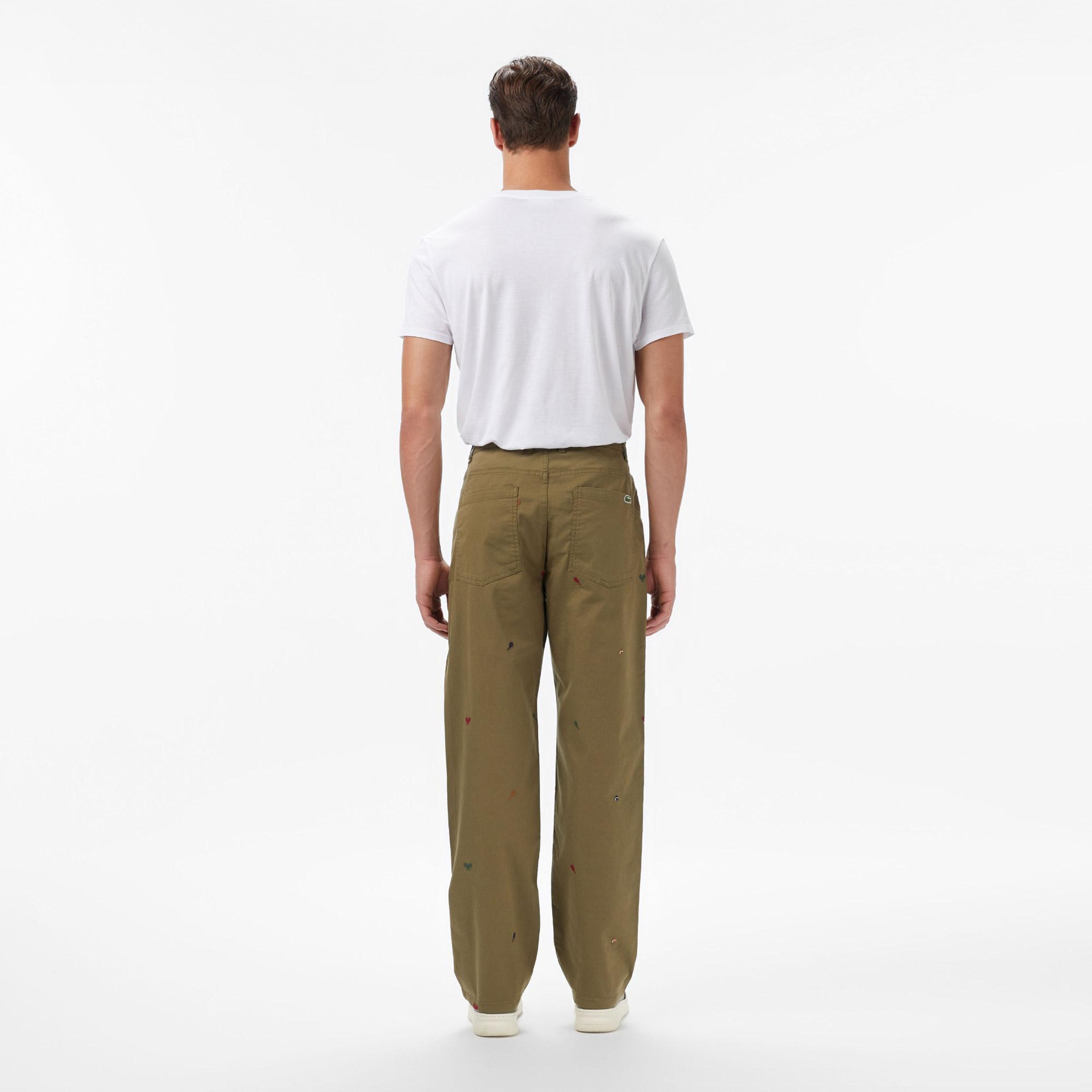 Erkek Relaxed Fit Desenli Haki Pantolon