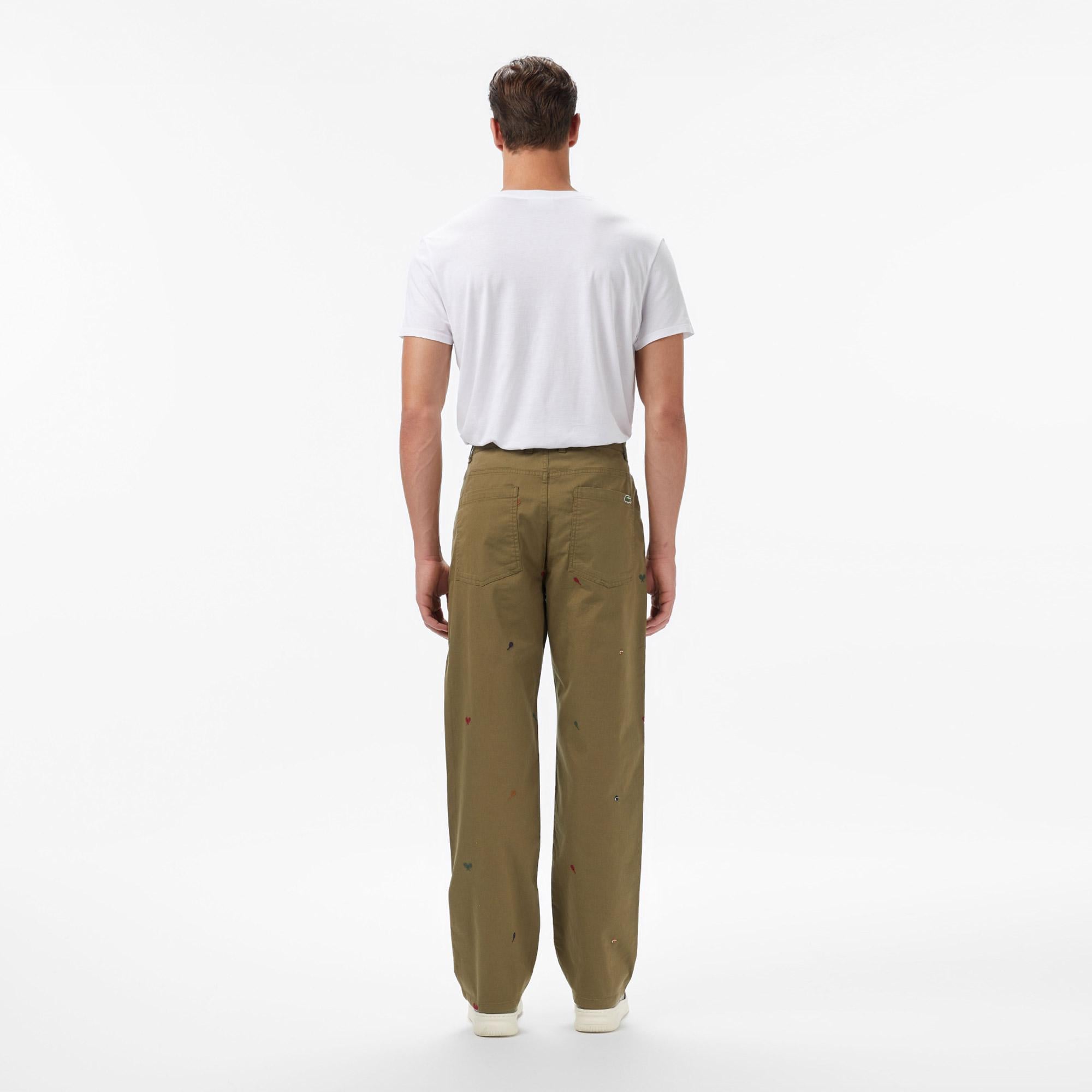 Erkek Relaxed Fit Desenli Haki Pantolon
