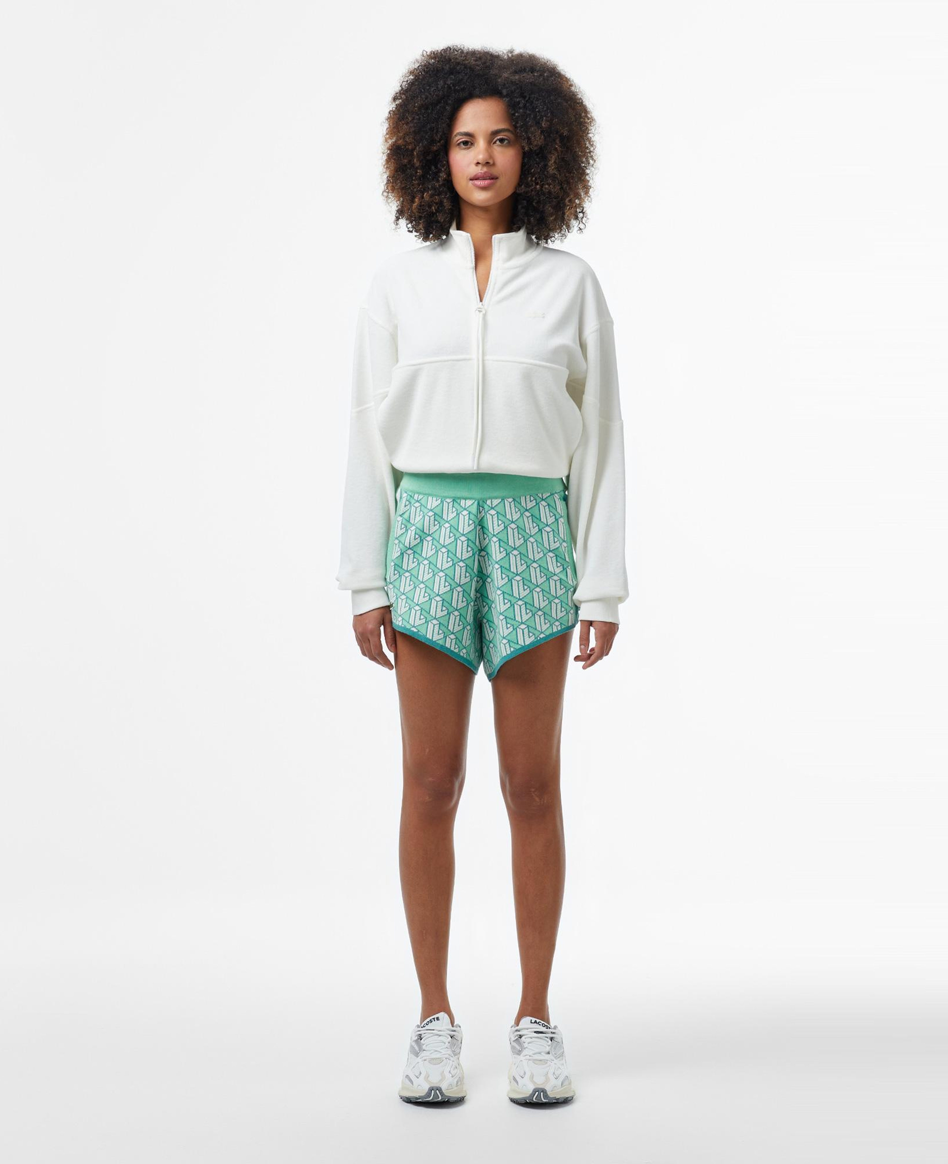 Kadın Relaxed Fit Monogram Açık Yeşil Şort
