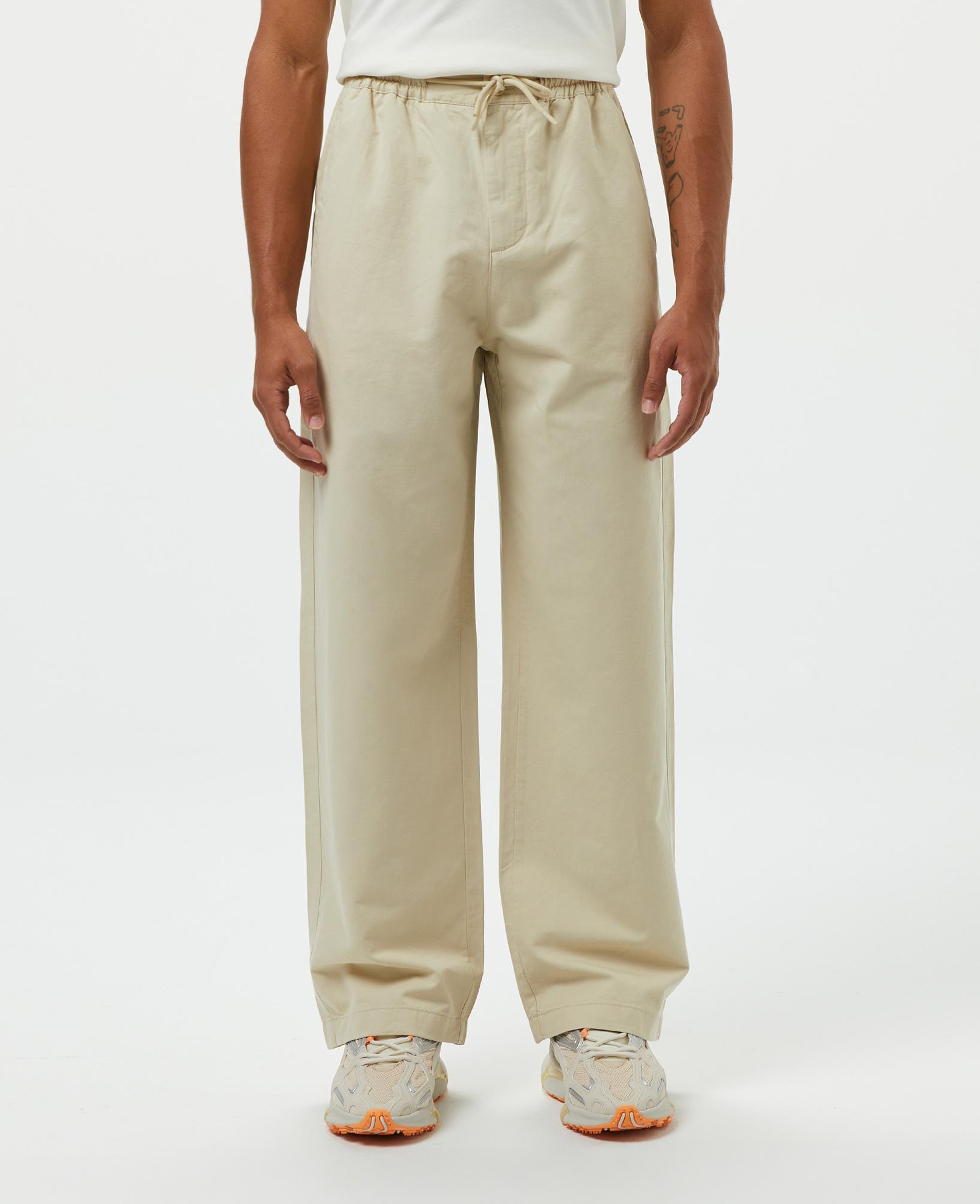 Erkek Relaxed Fit Bej Keten Karışımlı Pantolon