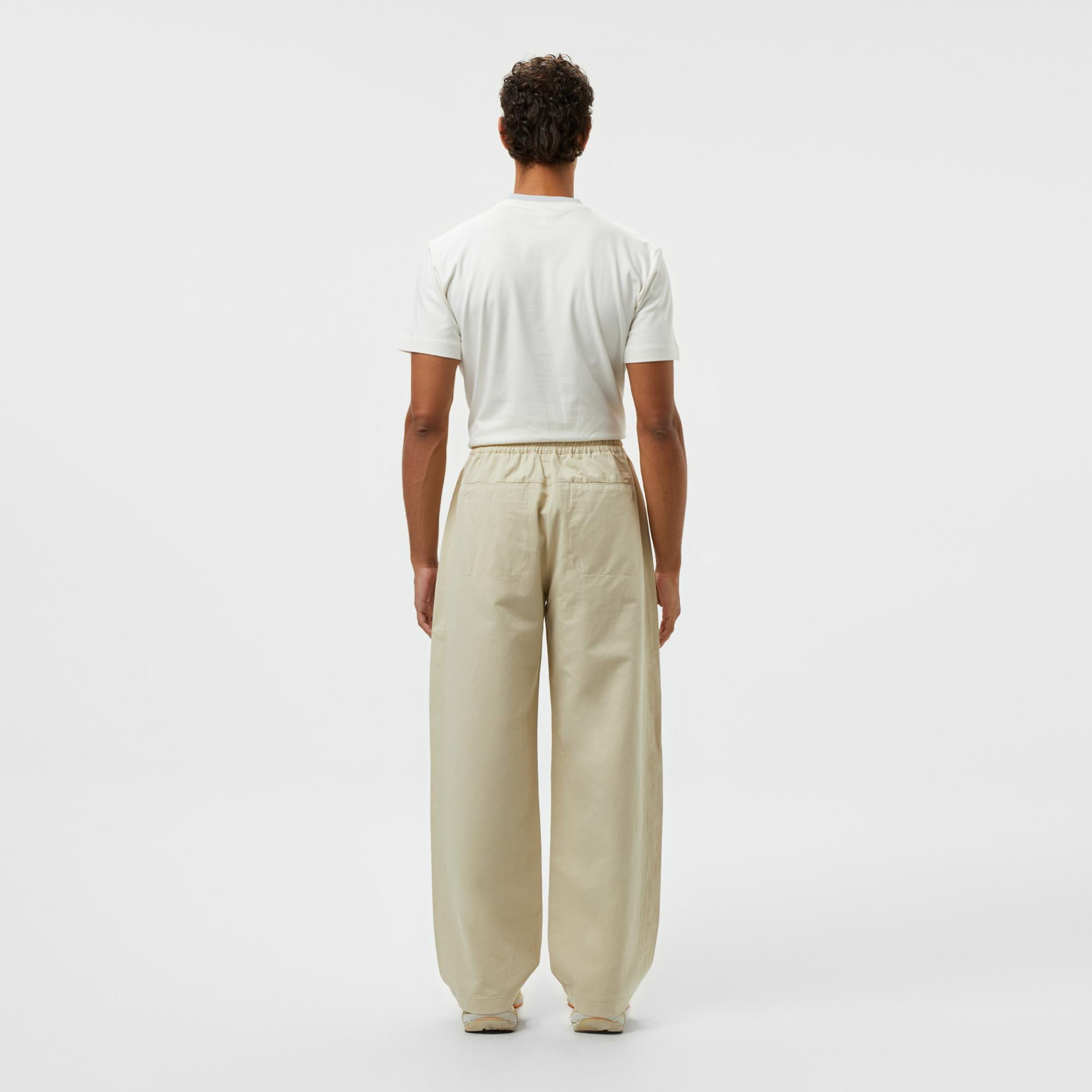 Erkek Relaxed Fit Bej Keten Karışımlı Pantolon