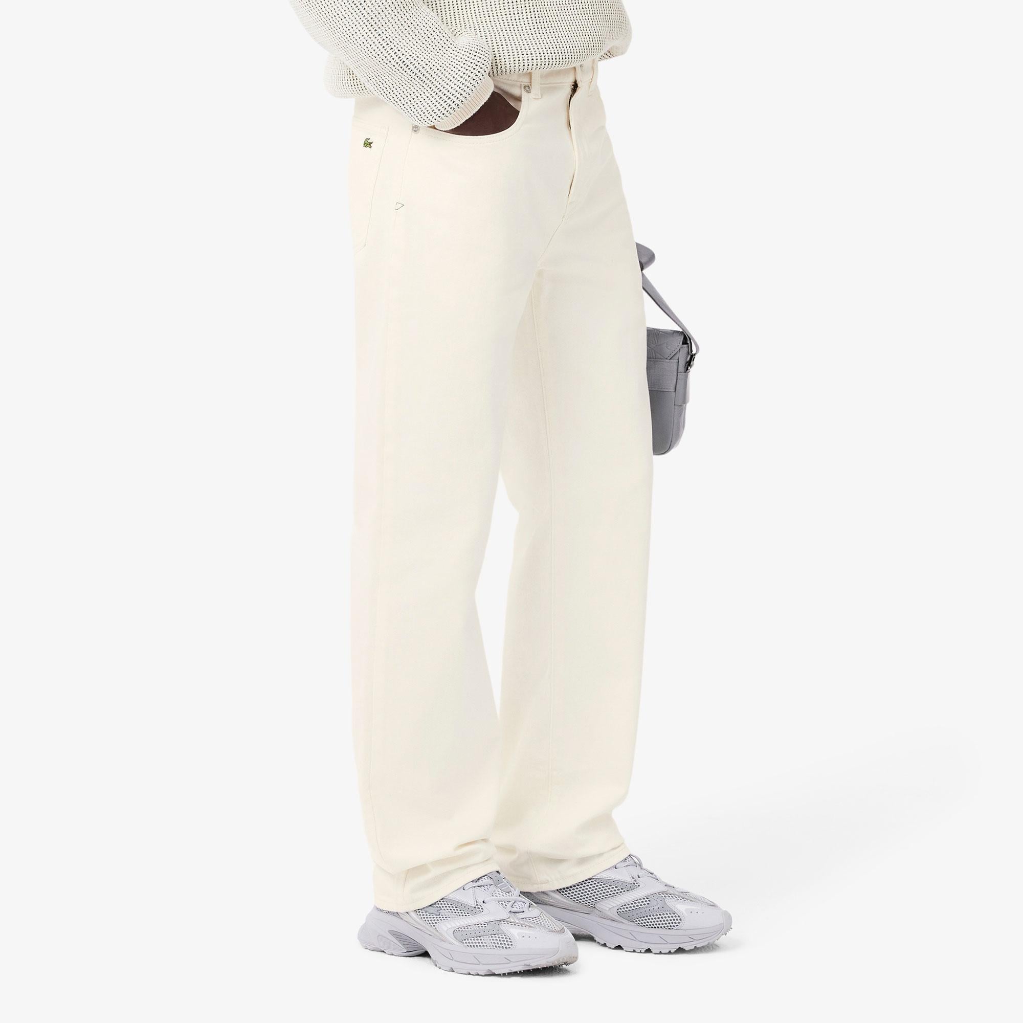Erkek Straight Fit Krem Jean Pantolon