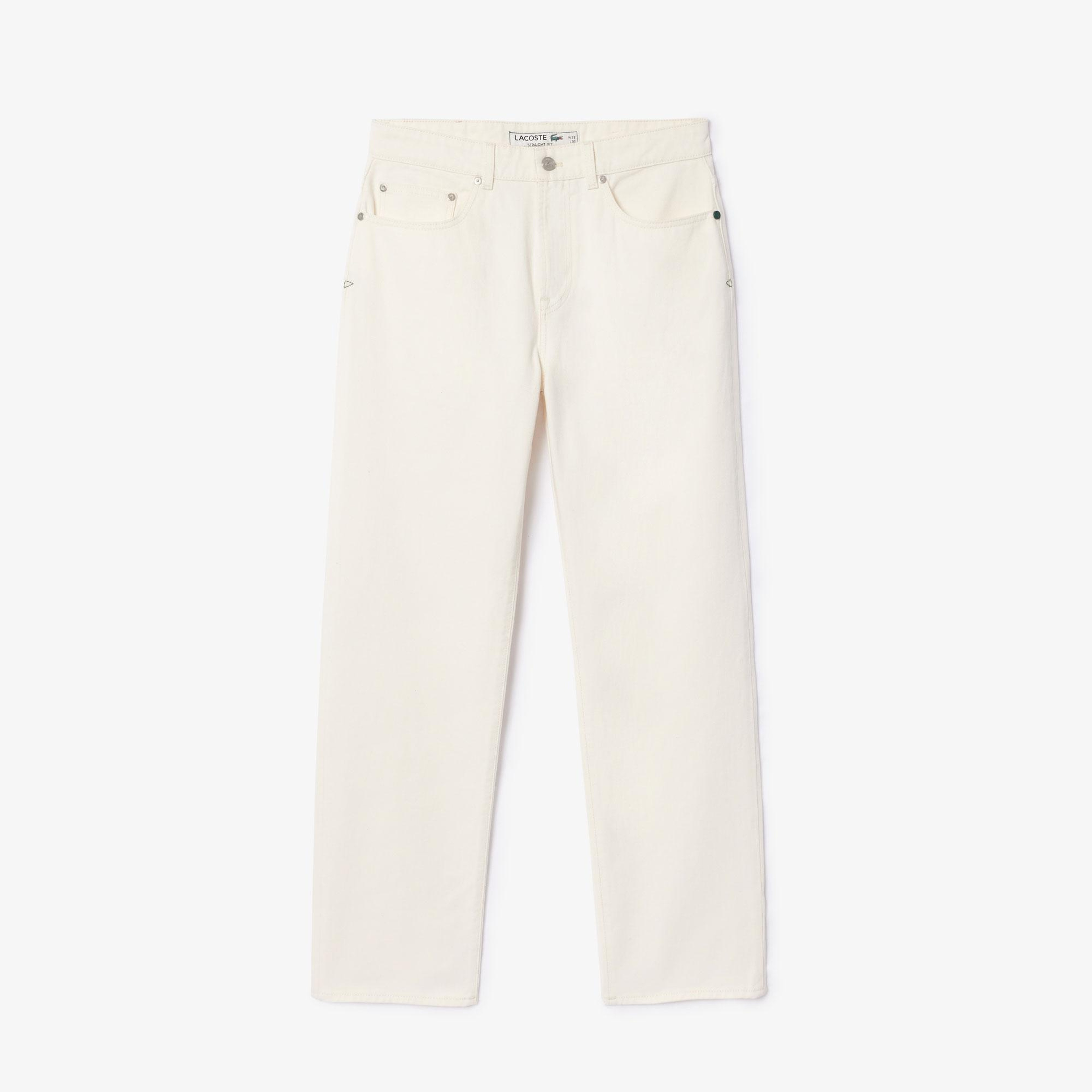 Erkek Straight Fit Krem Jean Pantolon