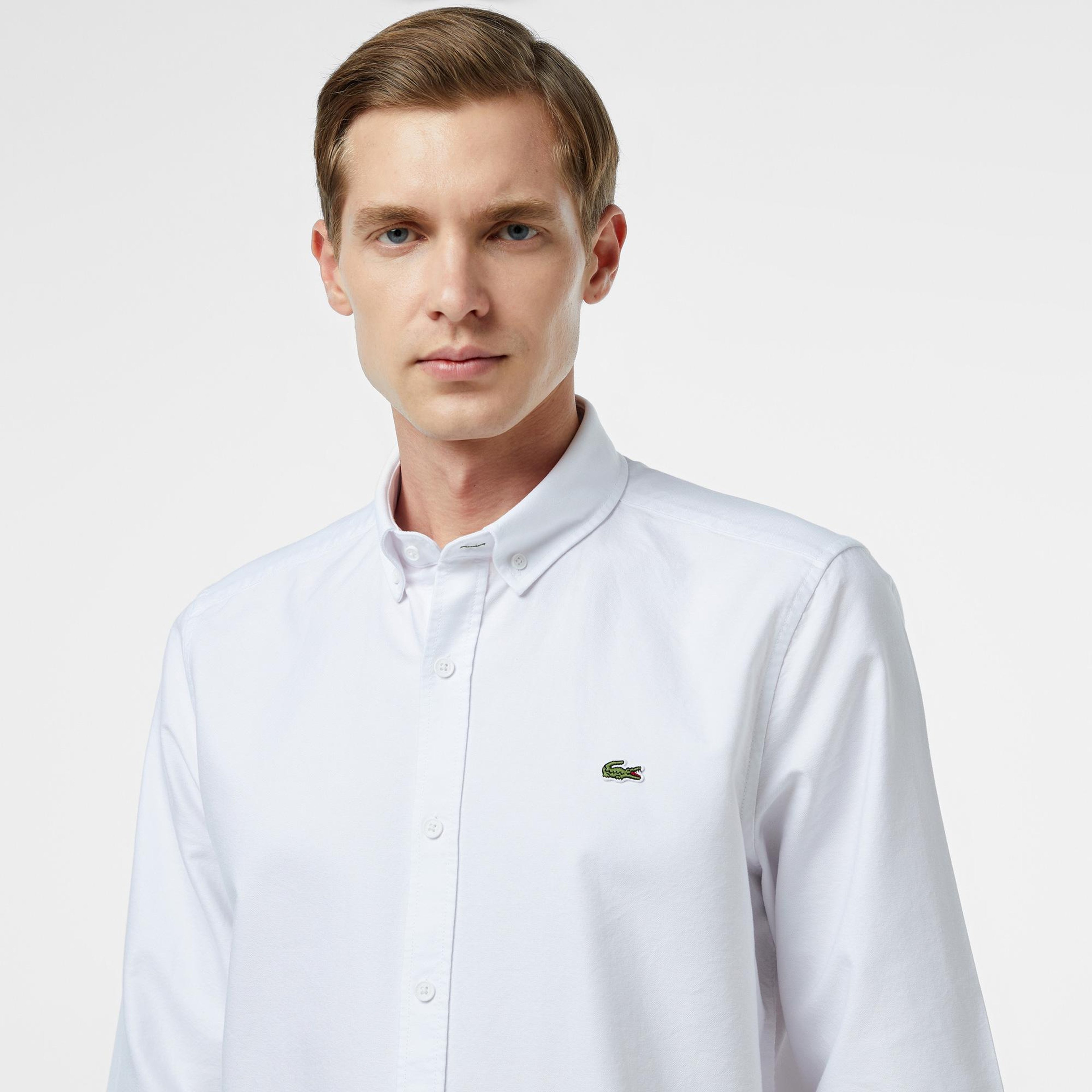 Erkek Slim Fit Beyaz Gömlek