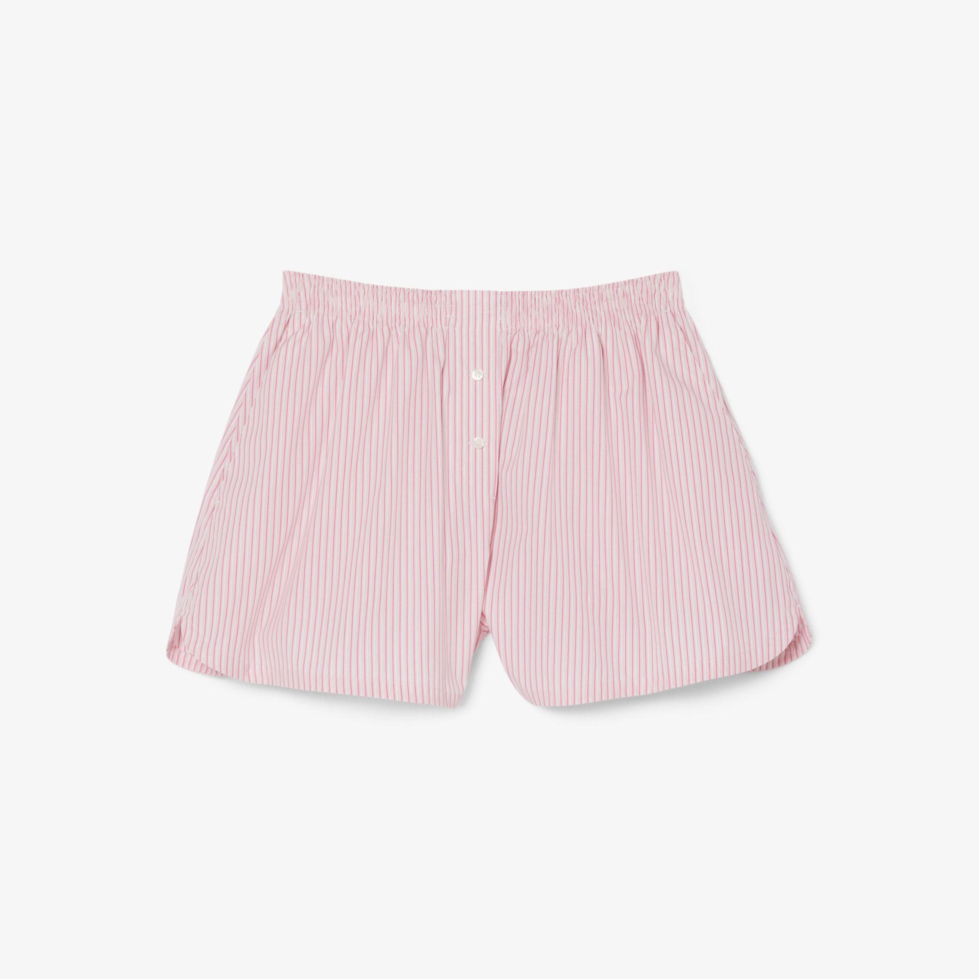 Lacoste Kadın Loose Fit Çizgili Pembe Şort