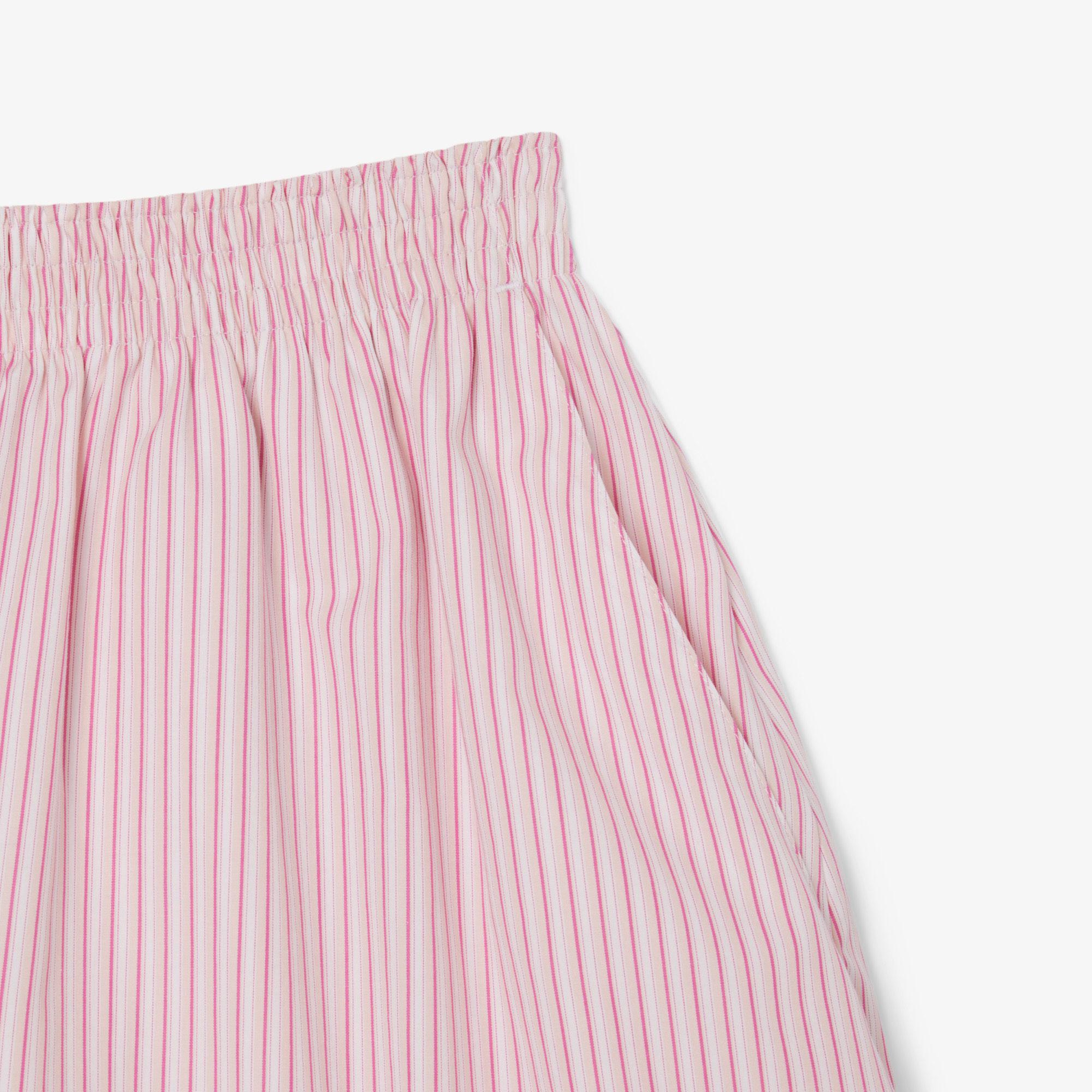 Lacoste Kadın Loose Fit Çizgili Pembe Şort
