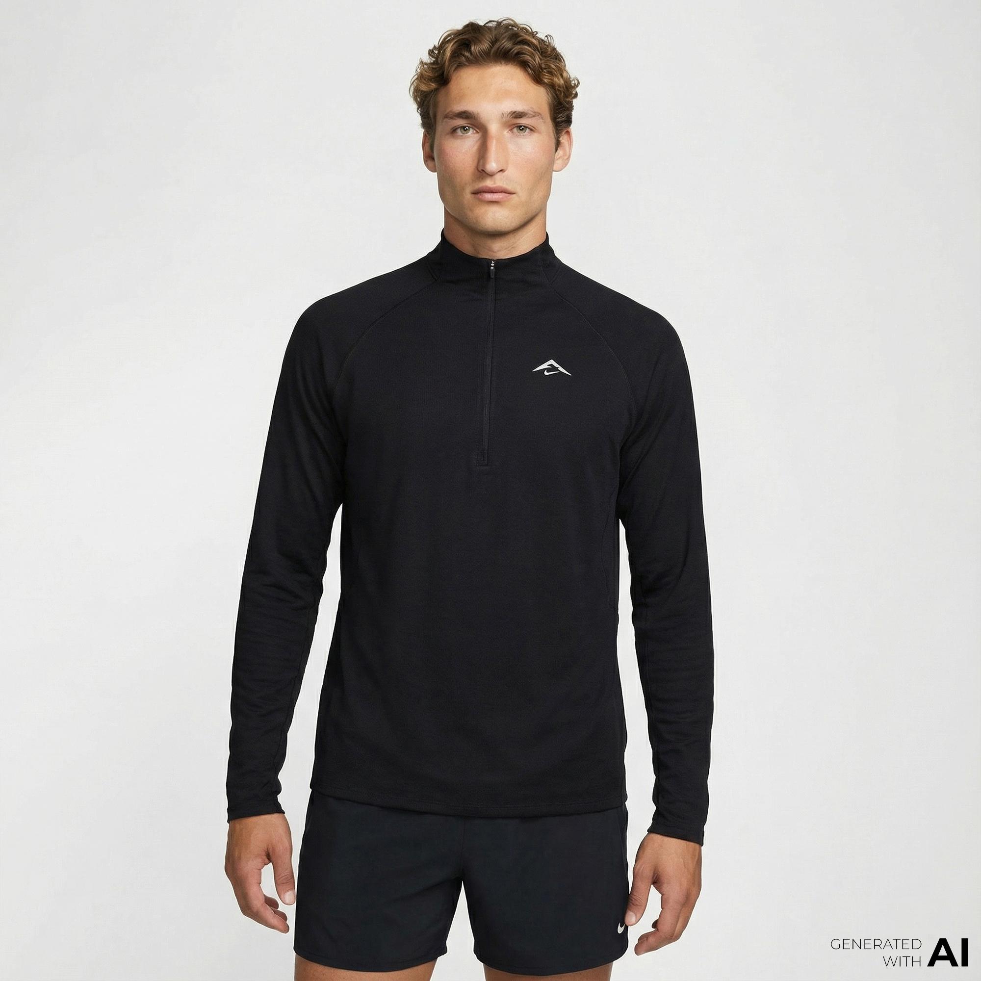 Nike Dri-Fit Trail Midlayer Erkek Siyah Kapüşonlu Hoodie