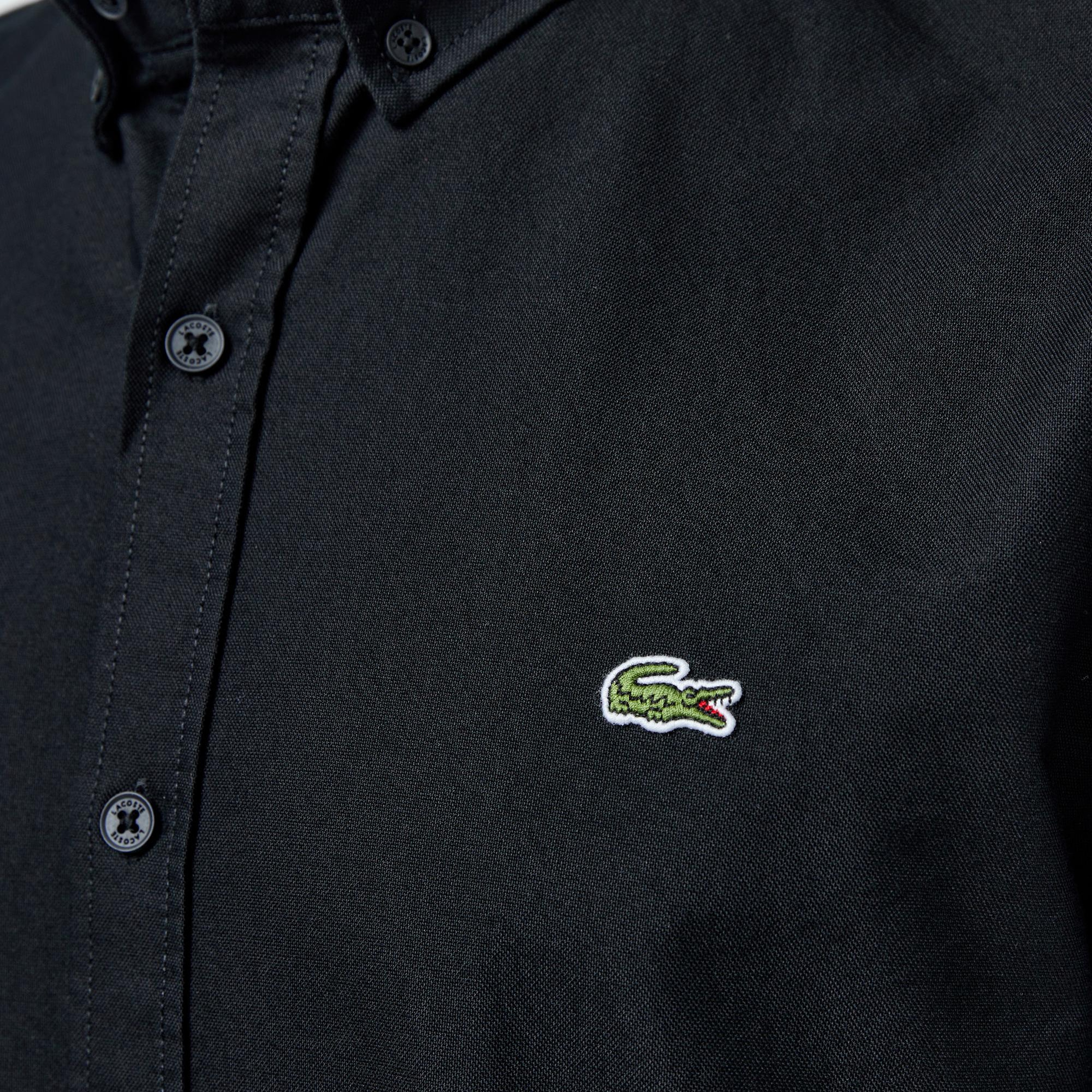 Erkek Slim Fit Siyah Gömlek