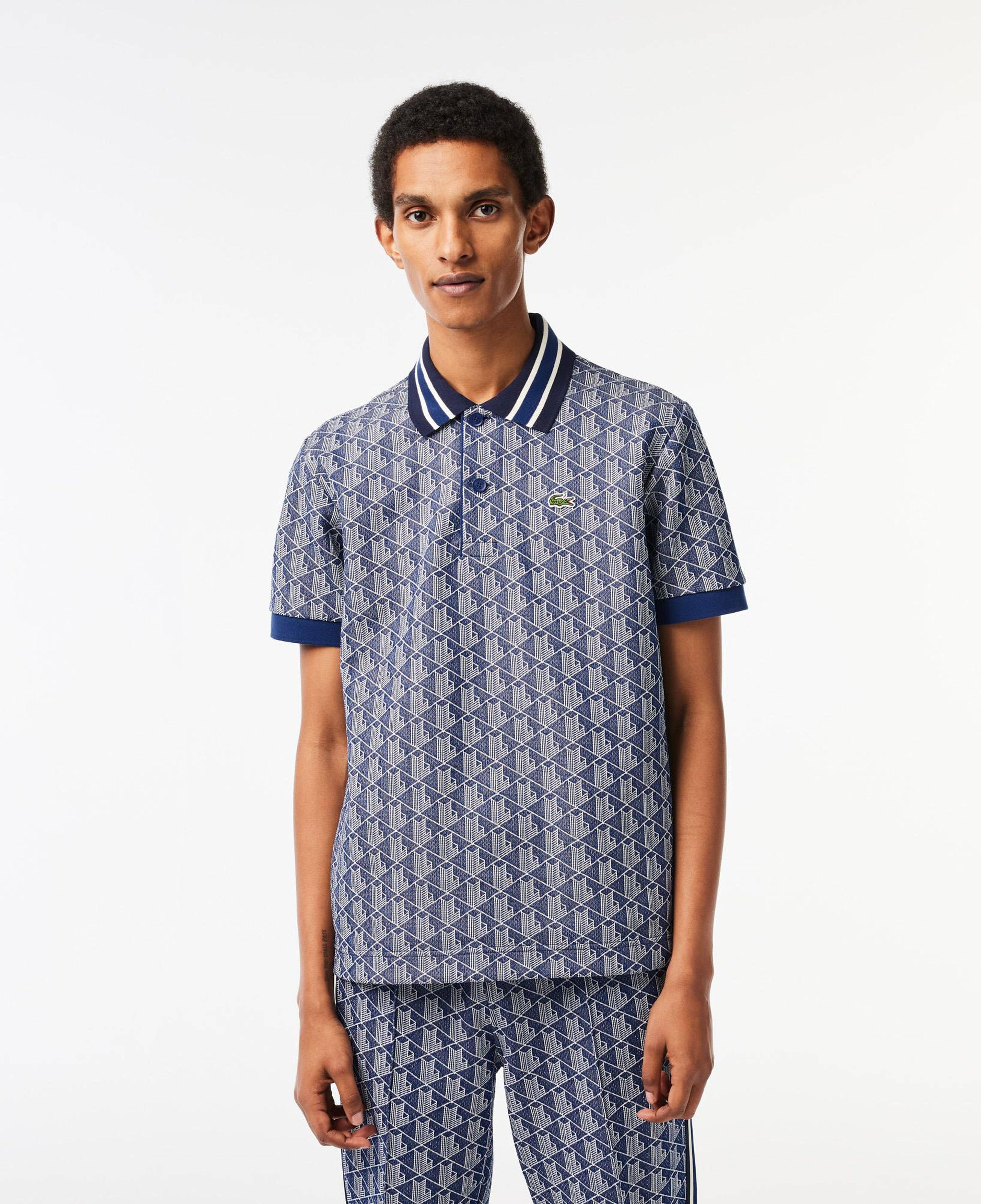 Erkek Classic Fit Monogram Lacivert Polo