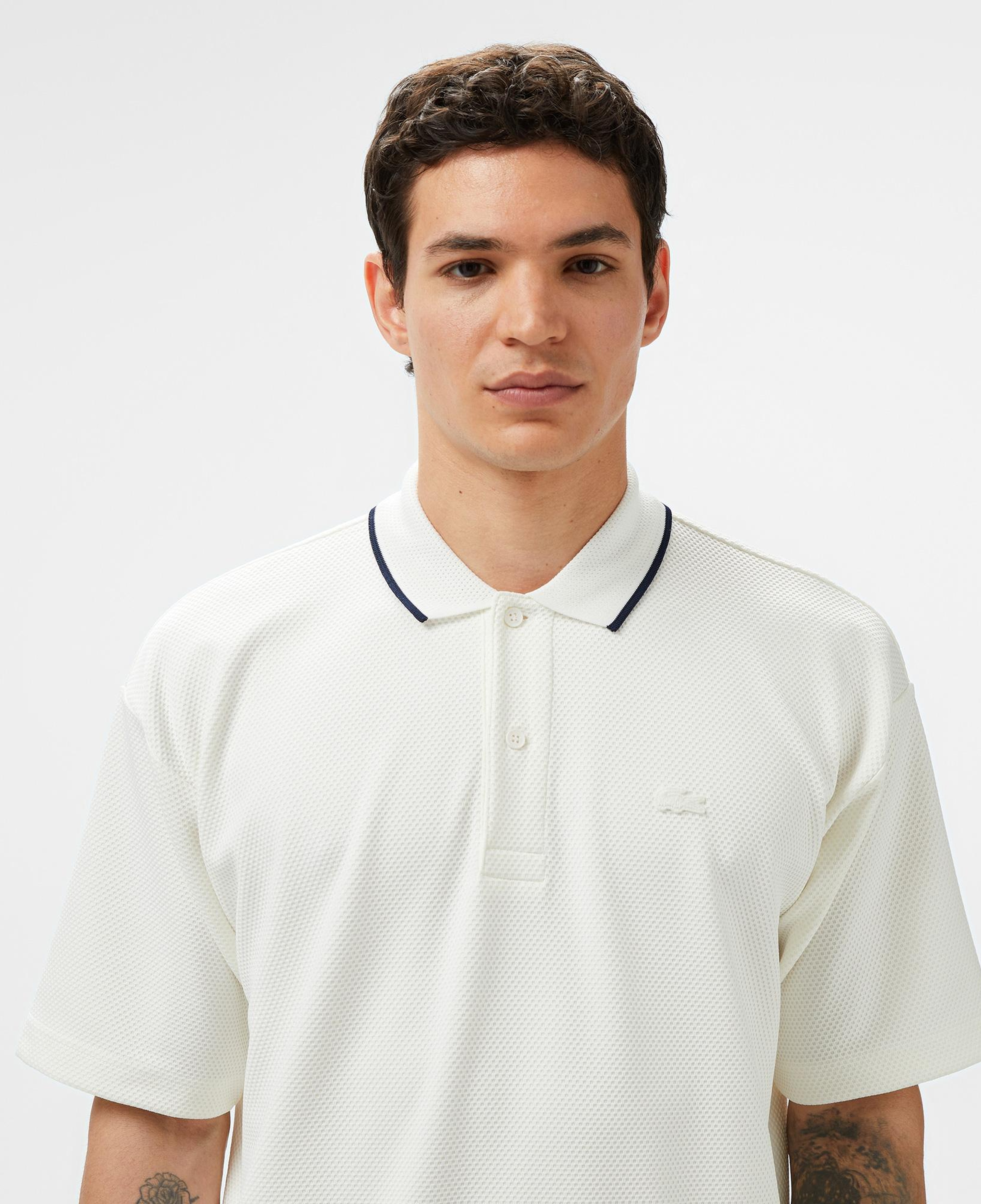 Erkek Oversize Fit Beyaz Polo