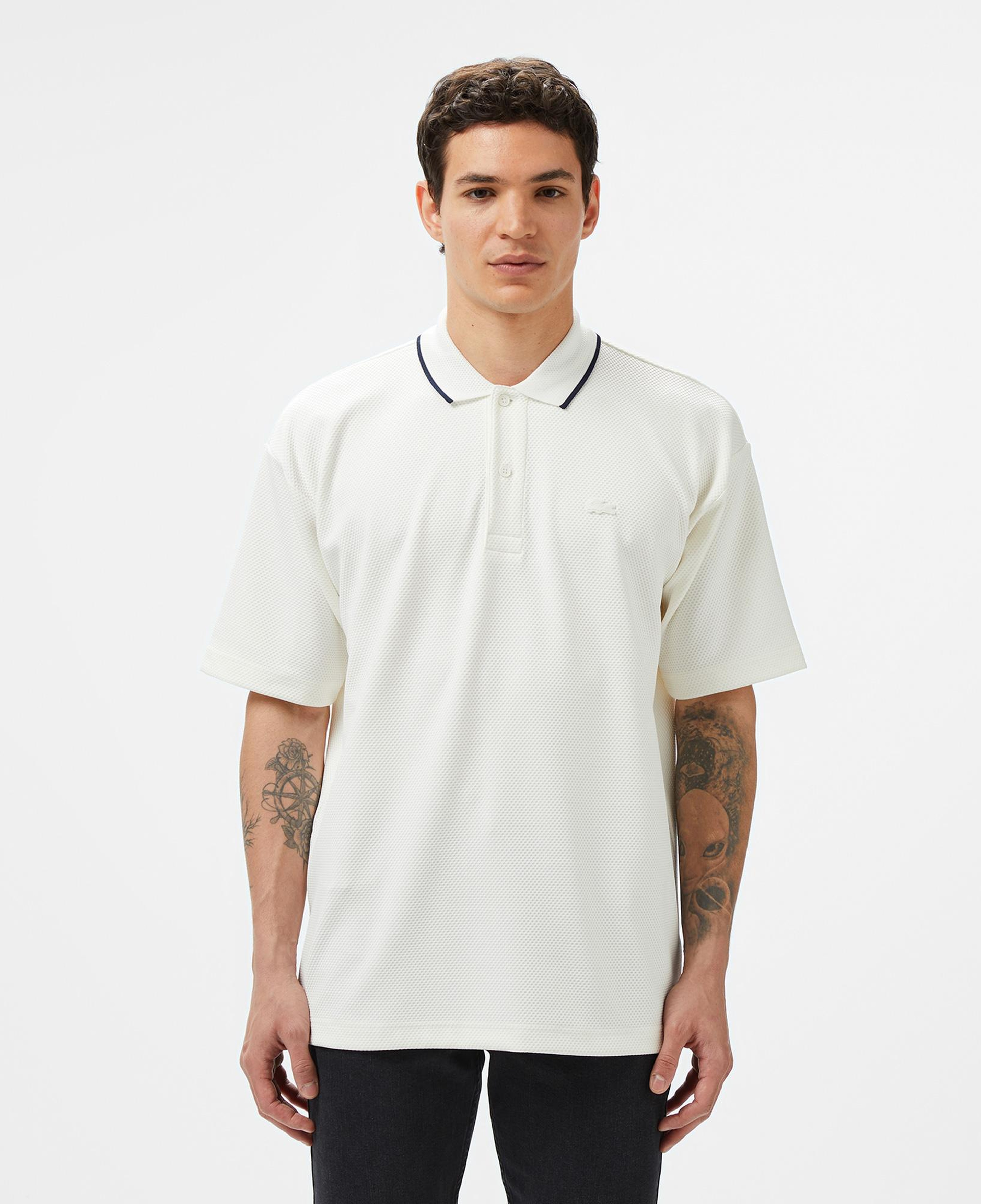 Erkek Oversize Fit Beyaz Polo