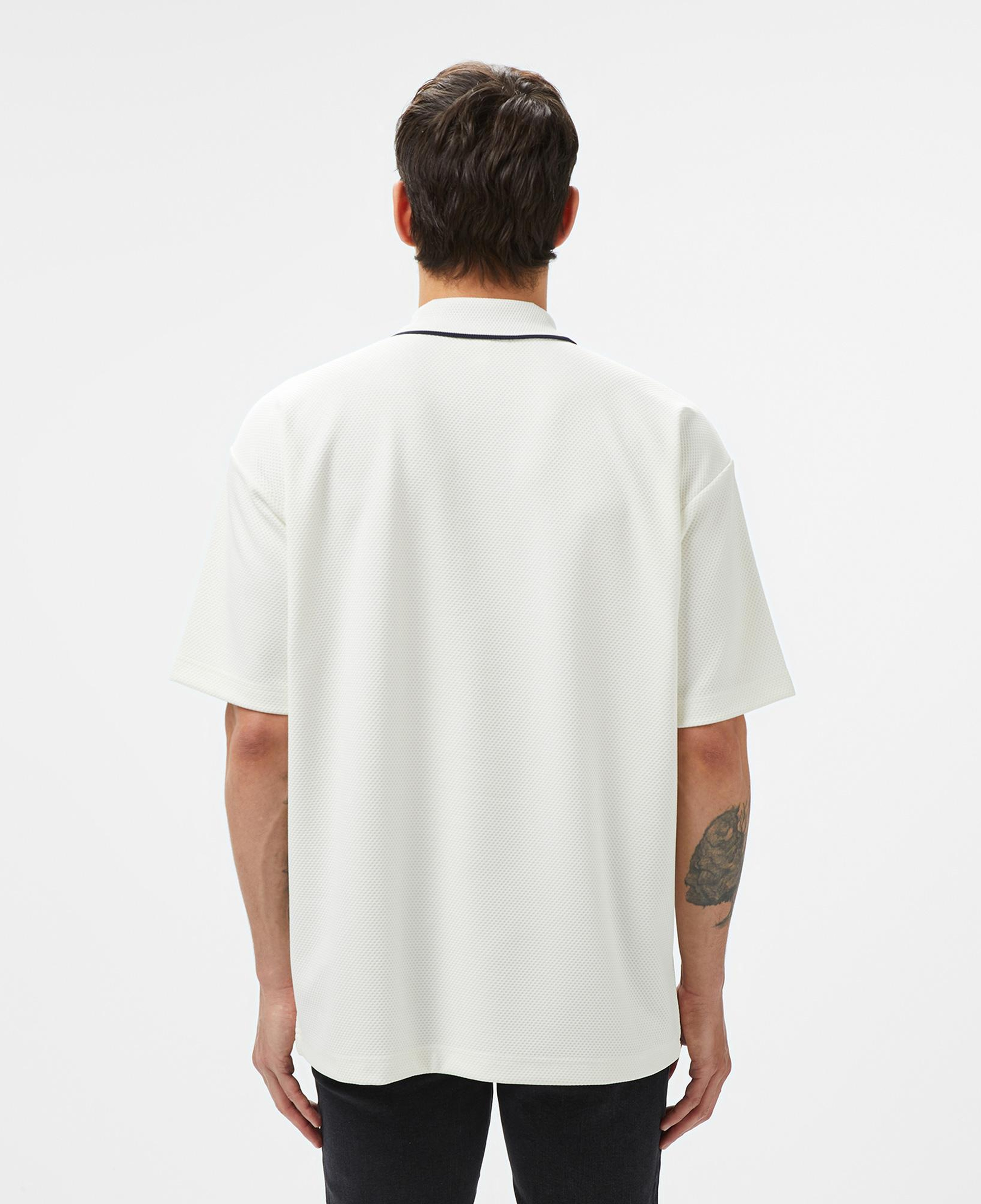 Erkek Oversize Fit Beyaz Polo