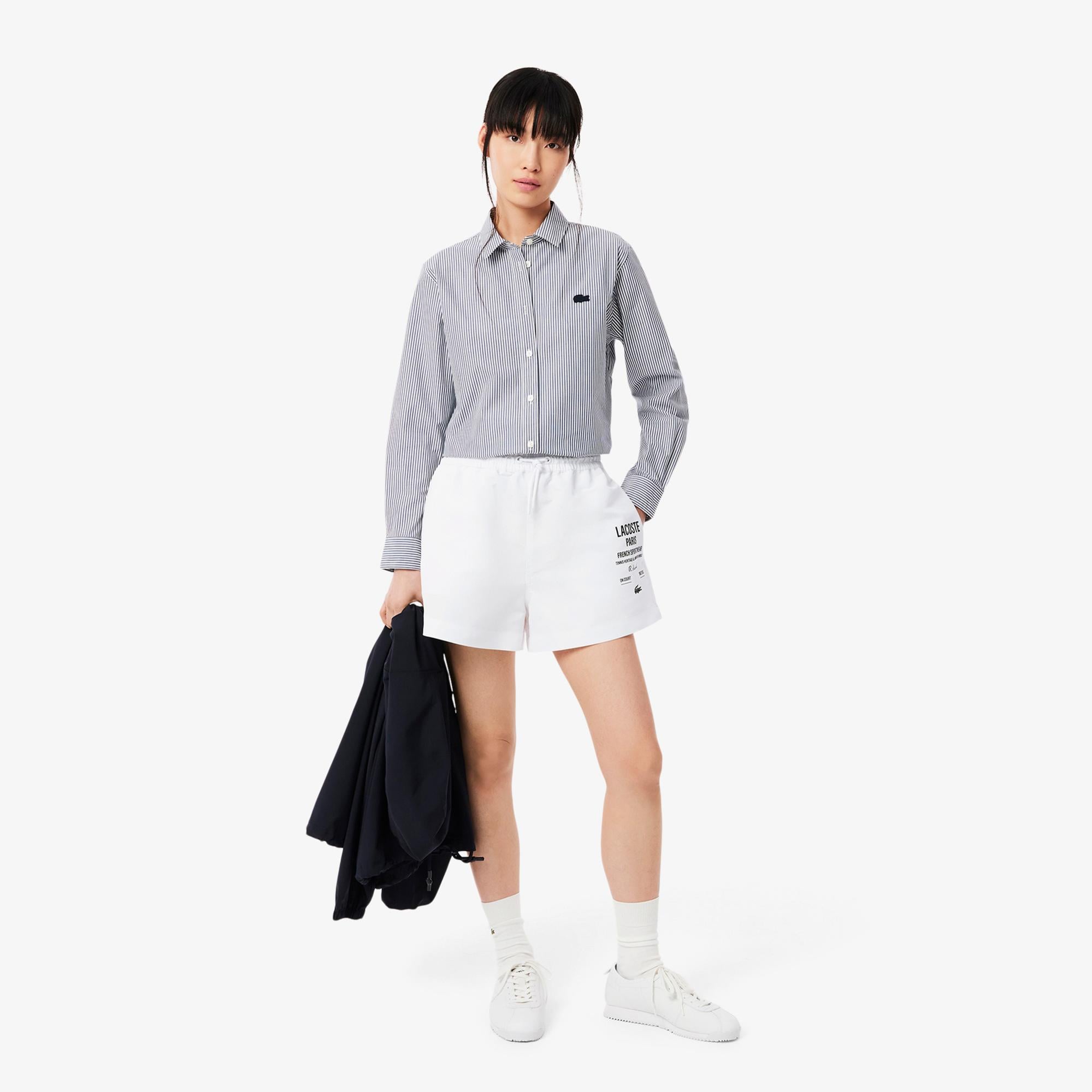 Lacoste Long Print Kadın Beyaz Şort
