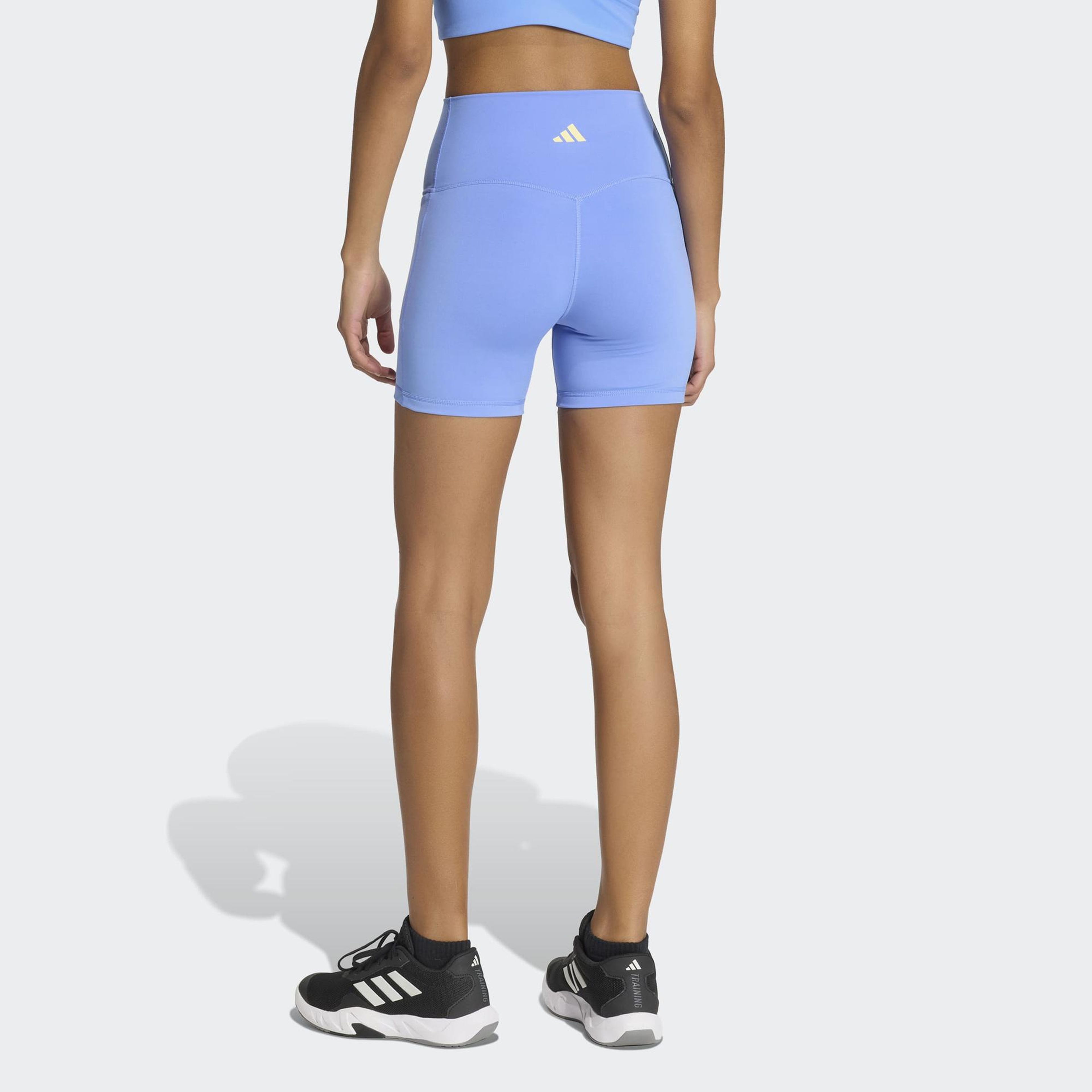 adidas 3-Stripes Studio All Me Booty Kadın Mavi Kısa Tayt