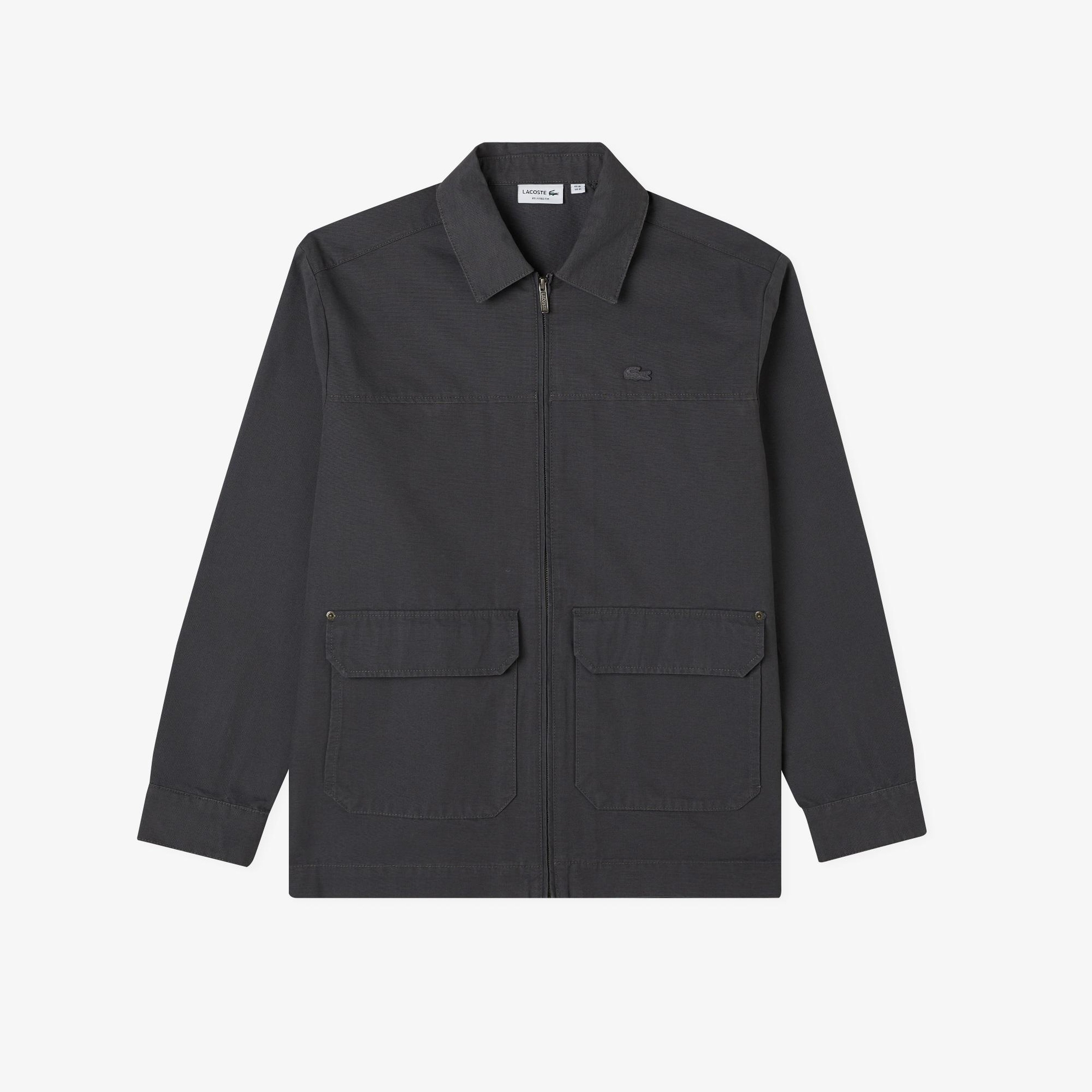 Lacoste Erkek Relaxed Fit Fermuarlı Koyu Gri Ceket