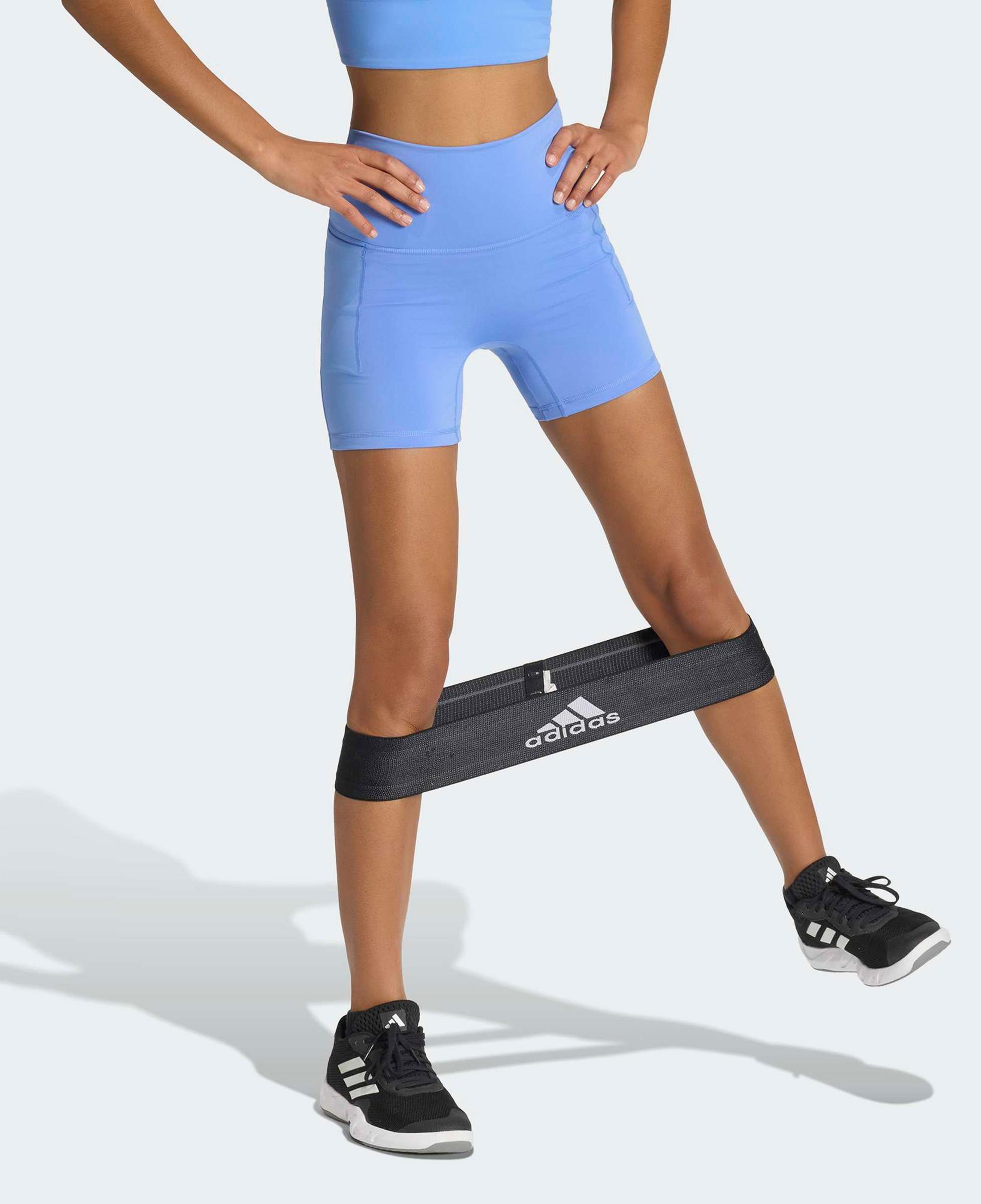 adidas 3-Stripes Studio All Me Booty Kadın Mavi Kısa Tayt
