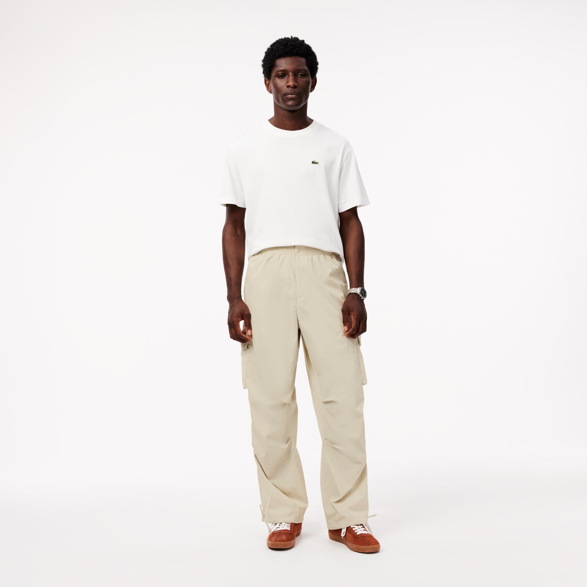 Erkek Regular Fit Krem Kargo Pantolon