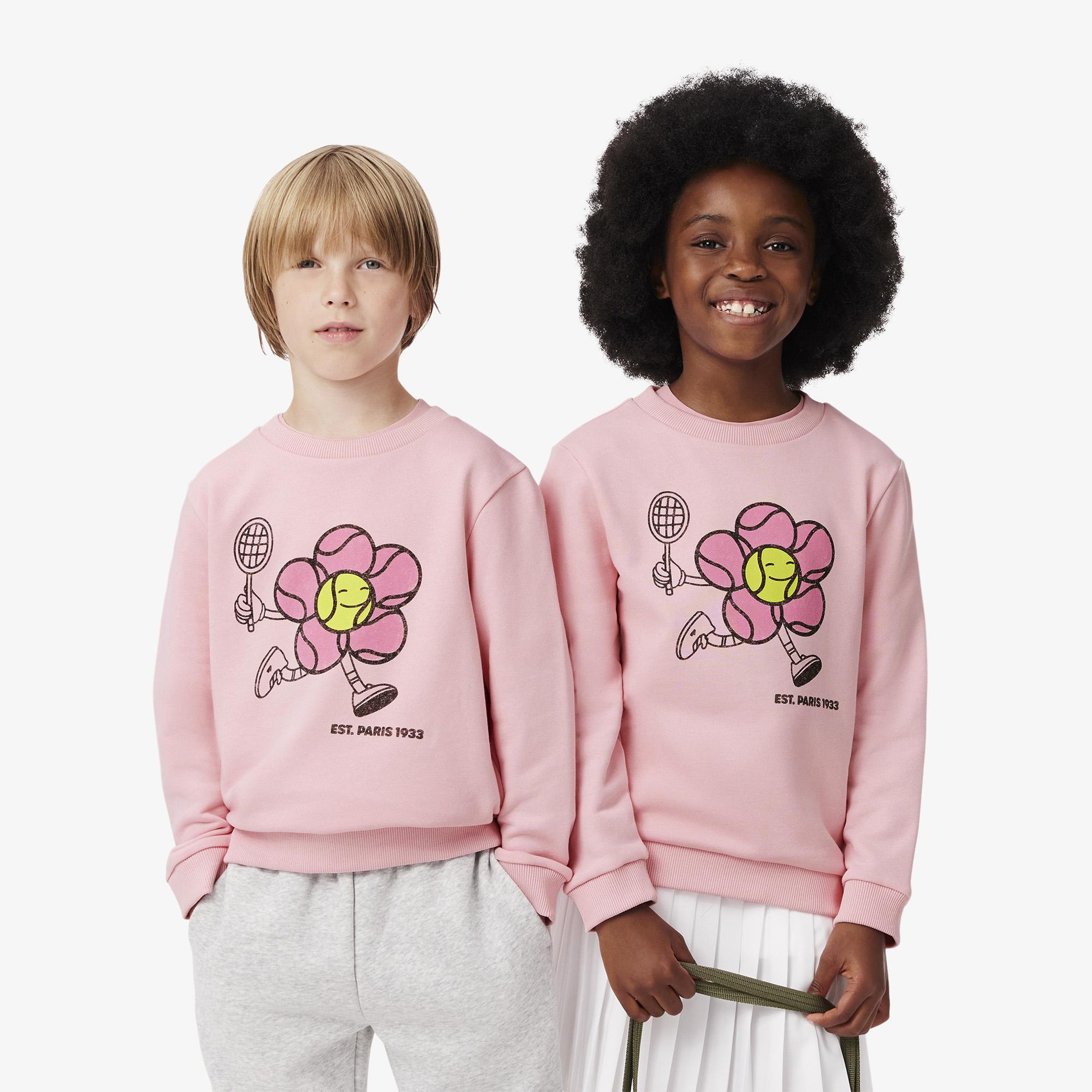 Lacoste Çocuk Baskılı Pembe Sweatshirt