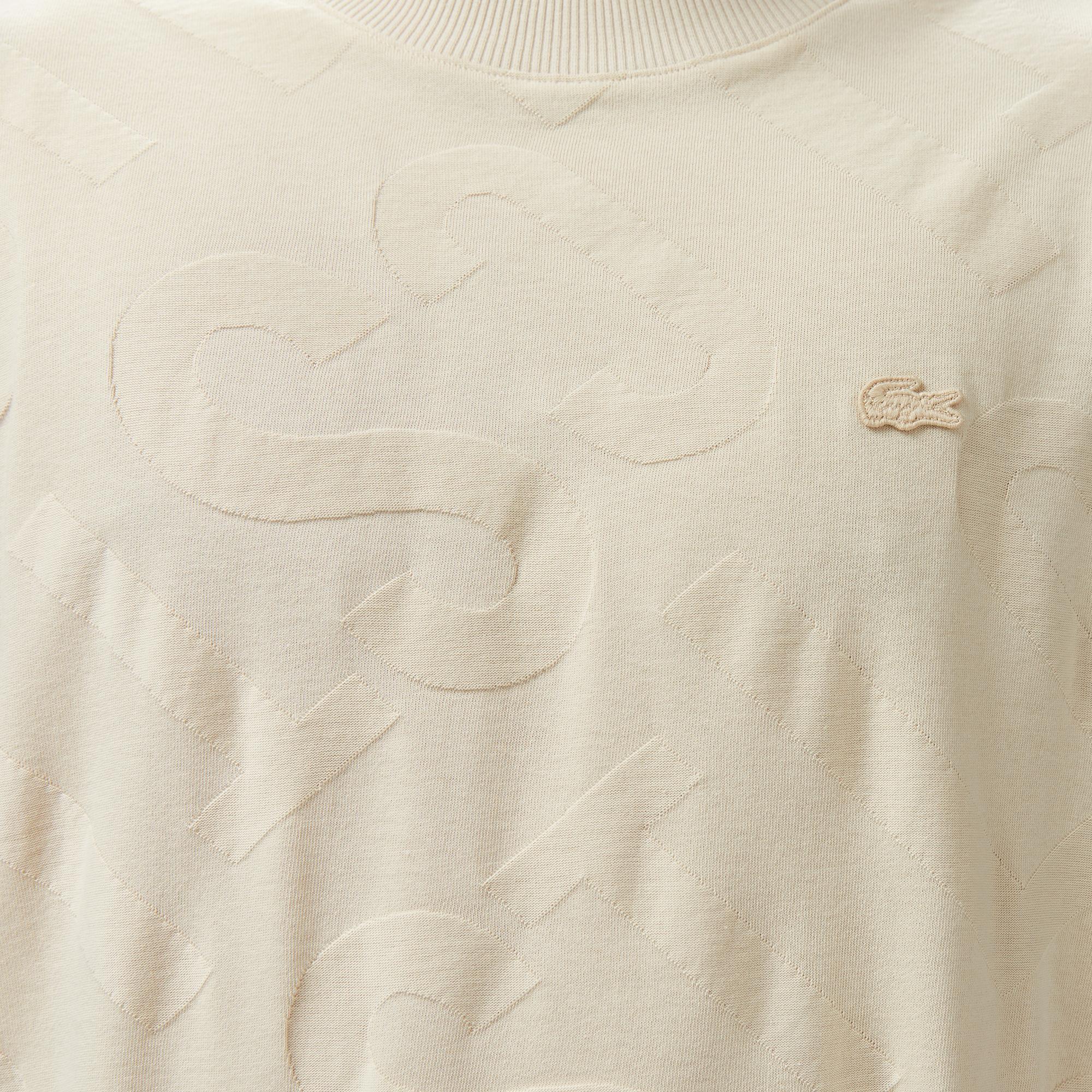 Erkek Bisiklet Yaka Desenli Bej Modal Karışımlı T-Shirt