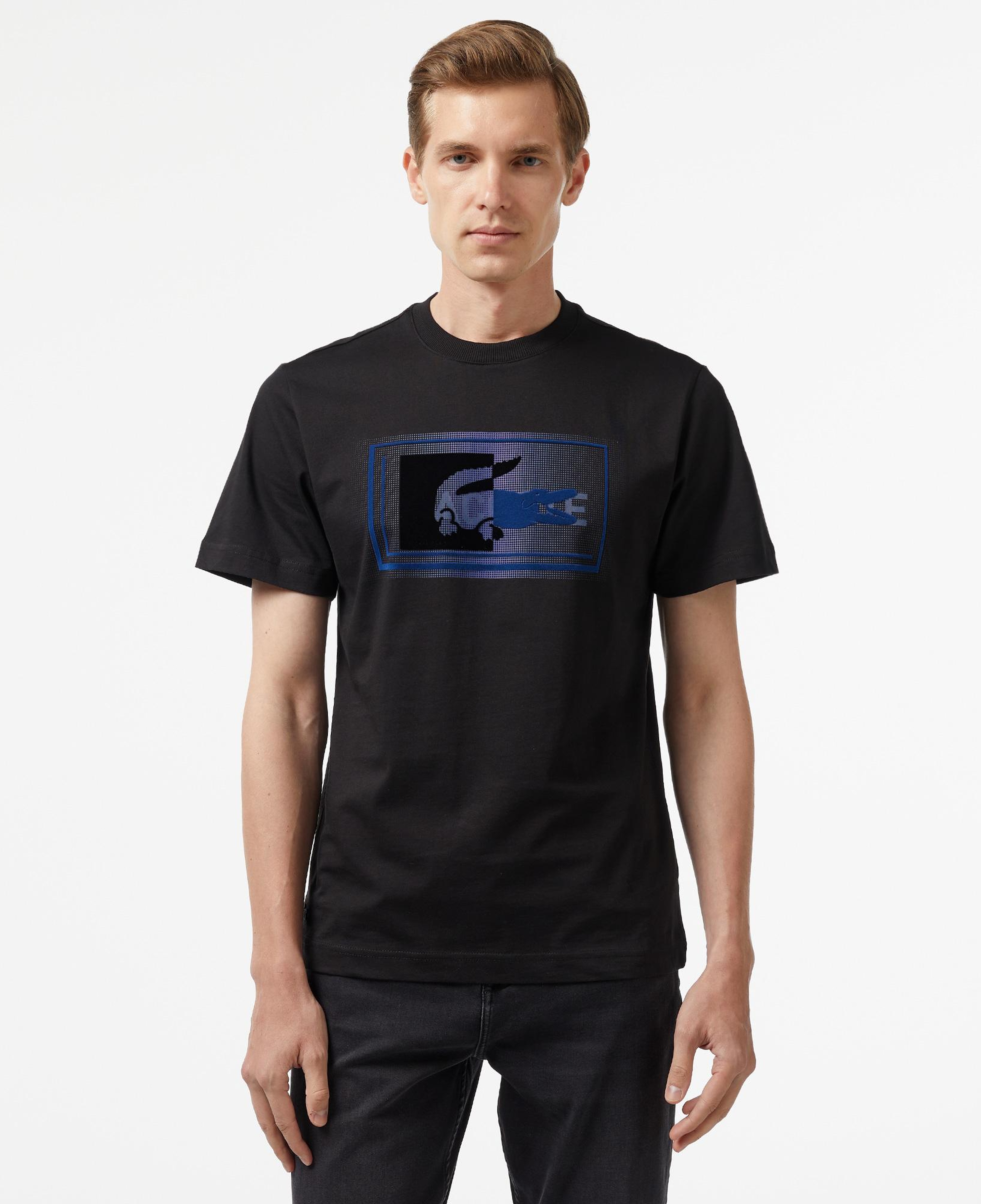 Erkek Regular Fit Bisiklet Yaka Baskılı Siyah Modal Karışımlı T-Shirt