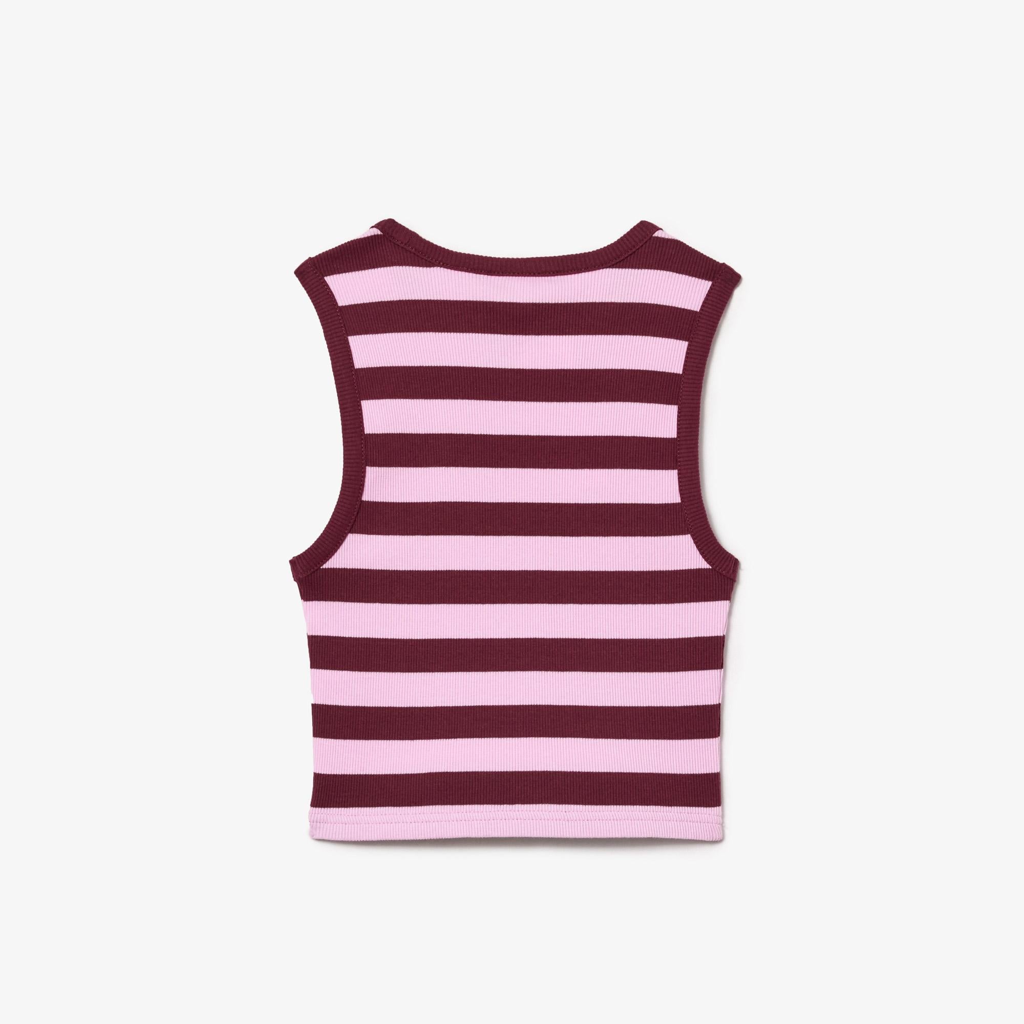 Çocuk Kolsuz Bisiklet Yaka Çizgili Pembe T-Shirt