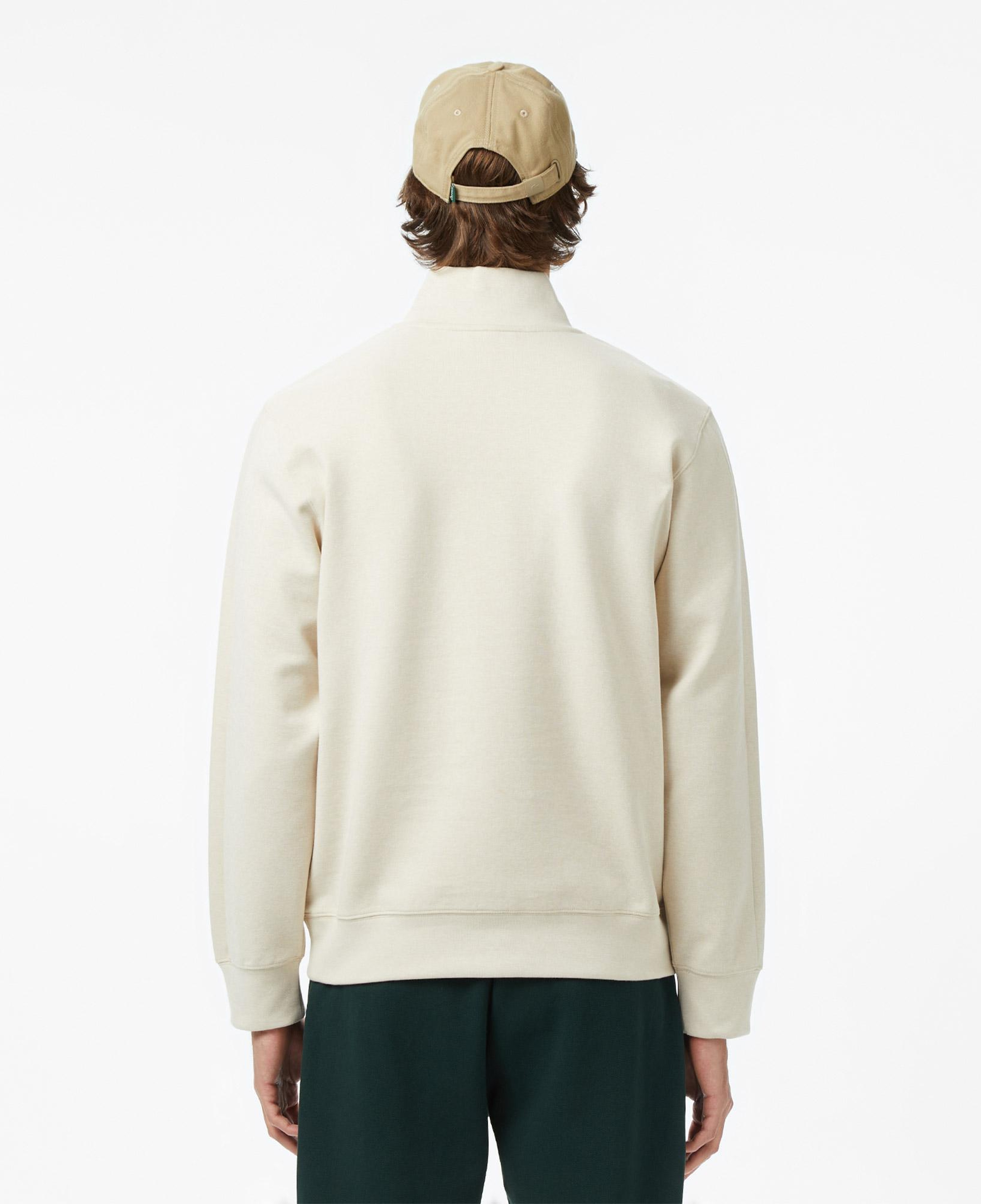Erkek Classic Fit Yarım Fermuarlı Krem Sweatshirt