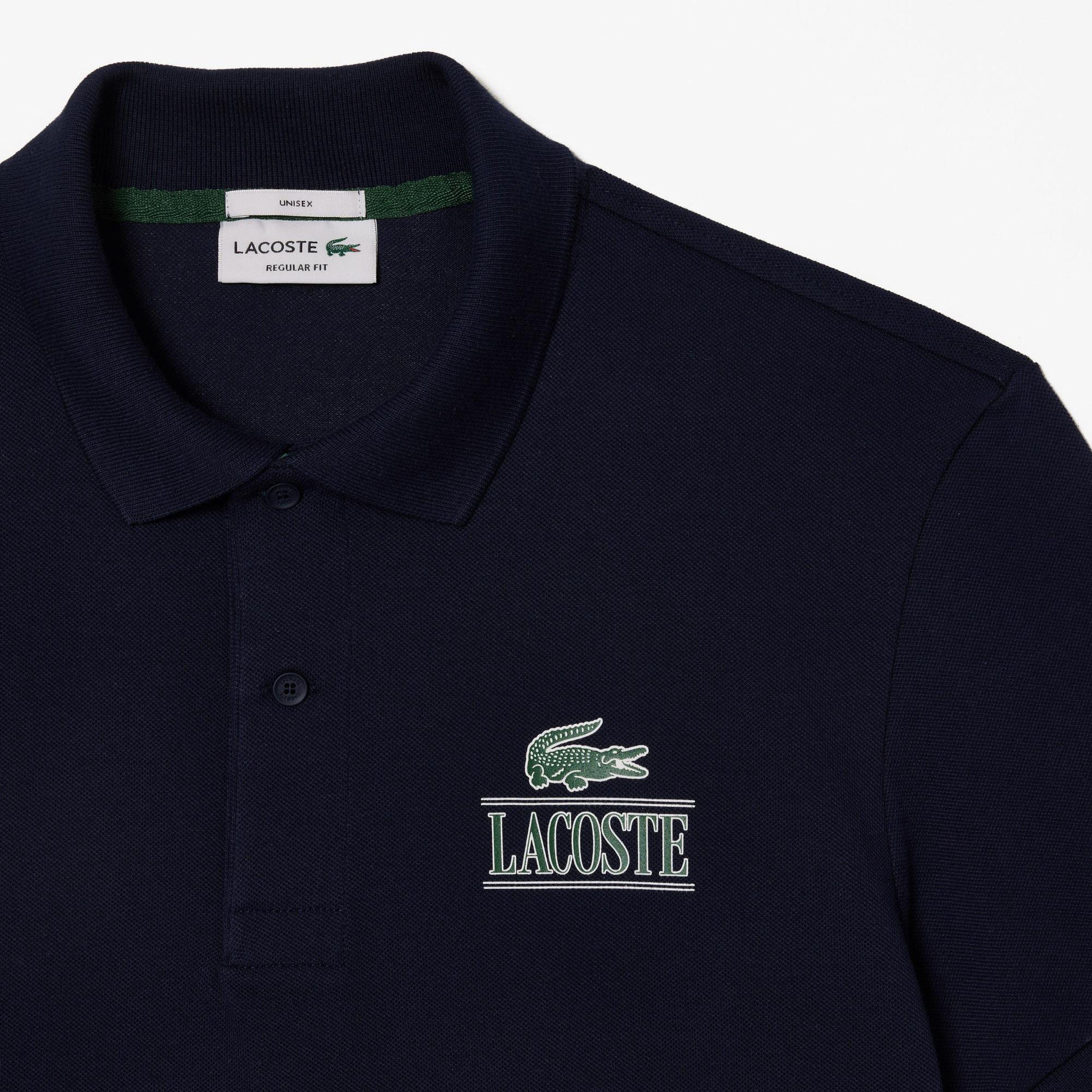 Unisex Regular Fit Baskılı Lacivert Polo