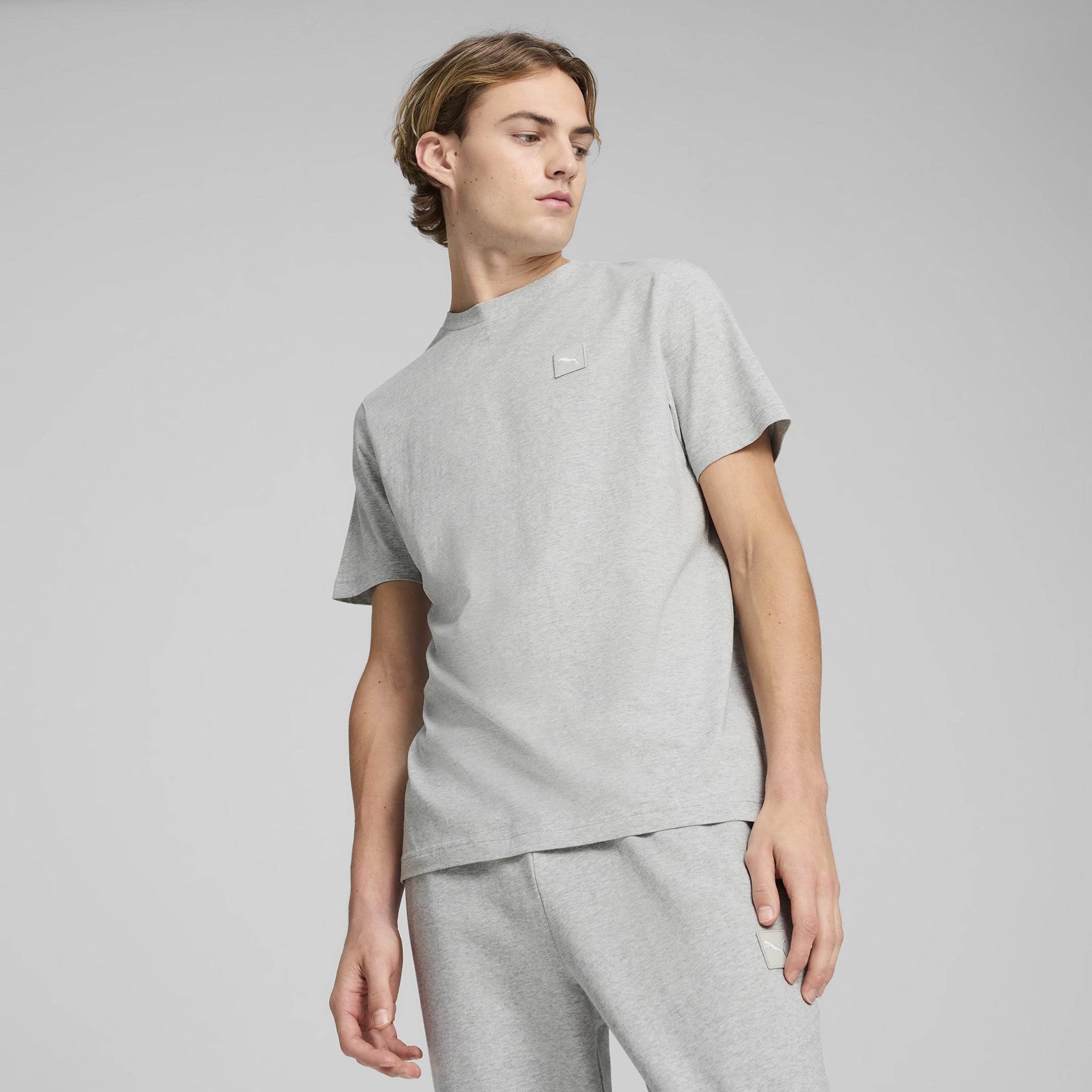 Puma Ess Elevated Erkek Gri T-Shirt