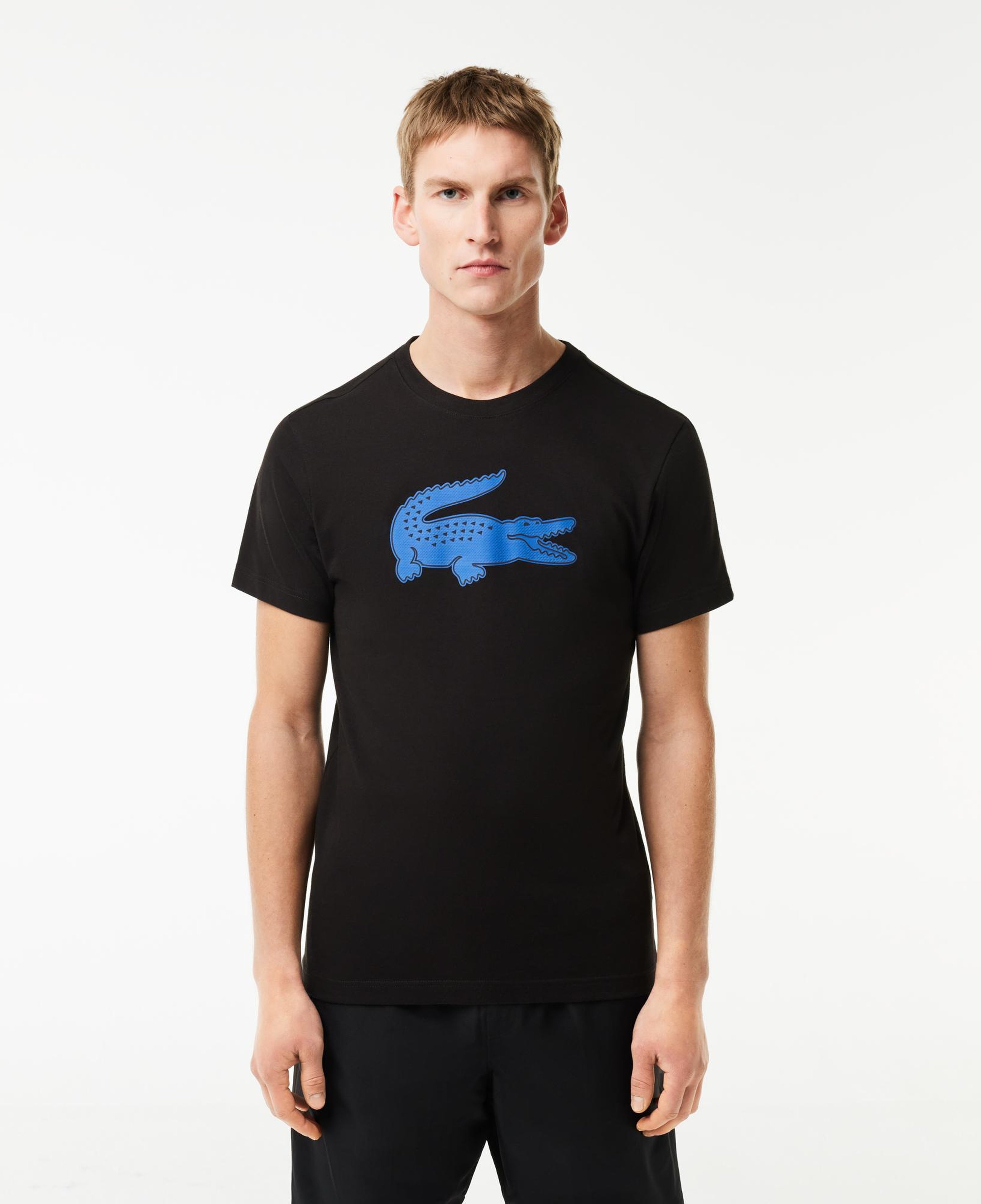 Erkek Regular Fit Bisiklet Yaka Baskılı Siyah T-Shirt