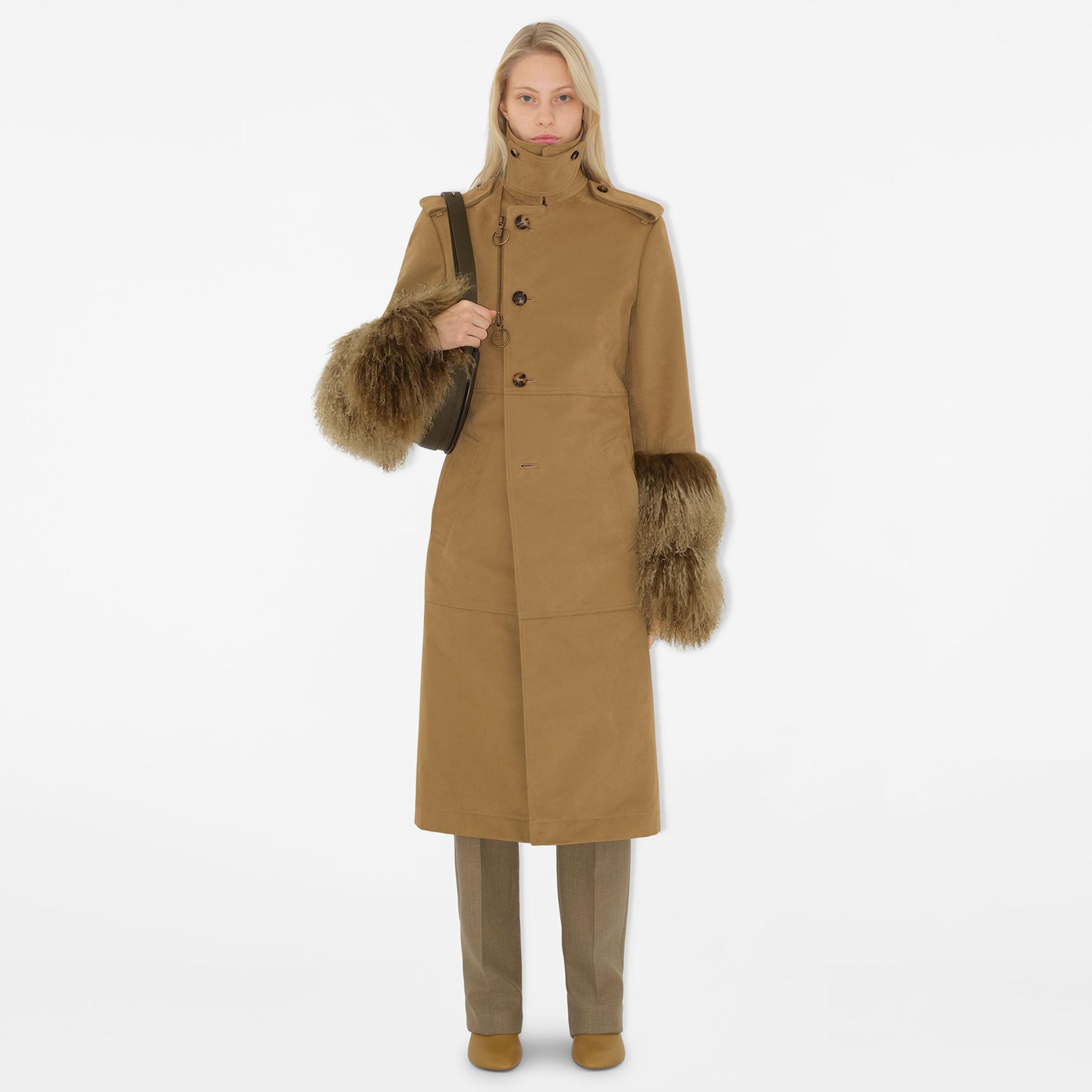 Burberry Zam Long Cotton Nylon Kadın Kahverengi Trençkot