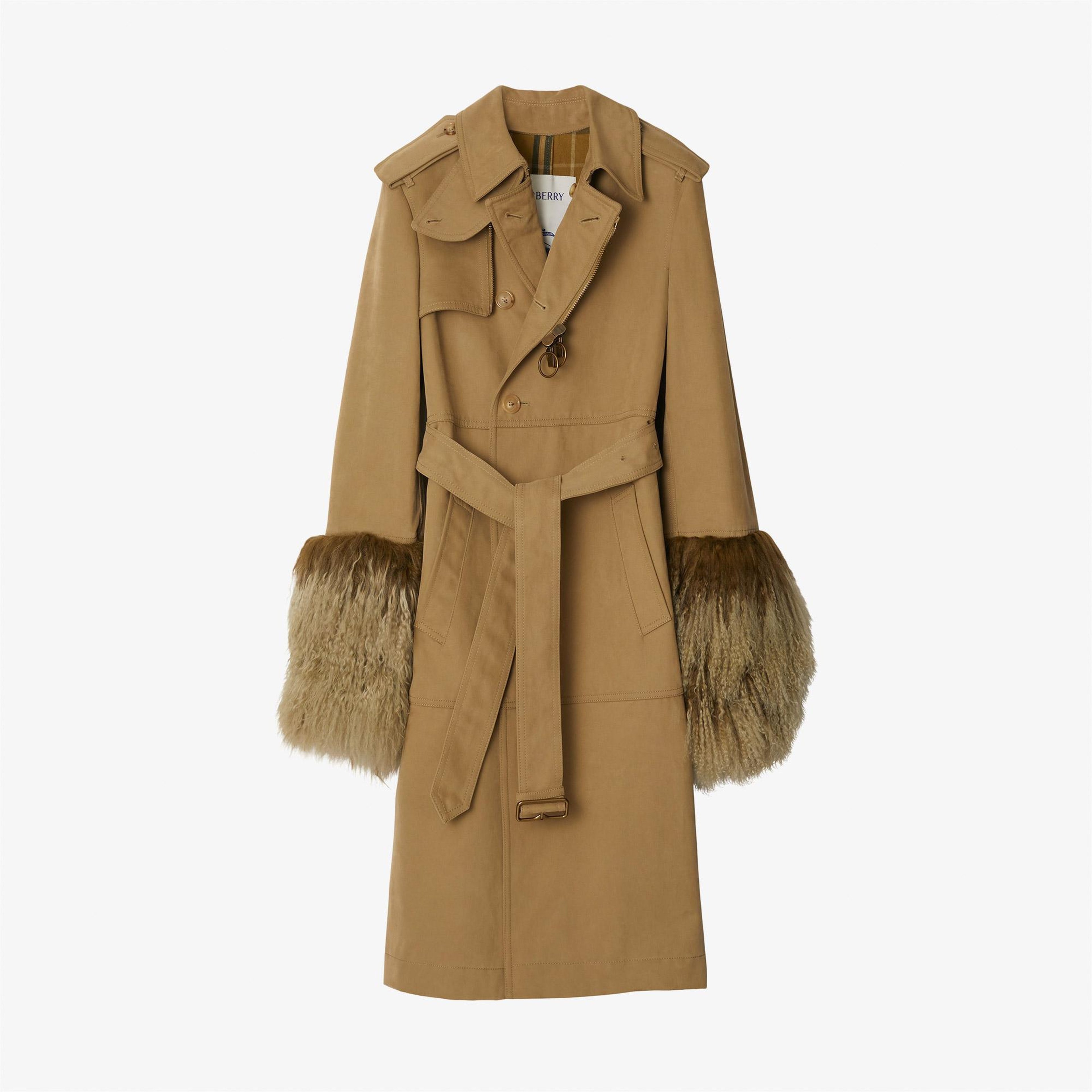 Burberry Zam Long Cotton Nylon Kadın Kahverengi Trençkot